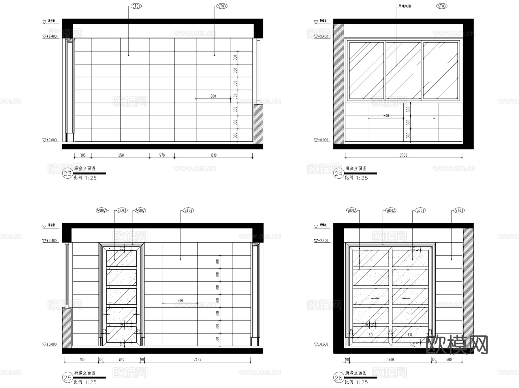 义乌天元滨江国际8层D1户型复式挑空室内家装CAD施工图整套cad施工图