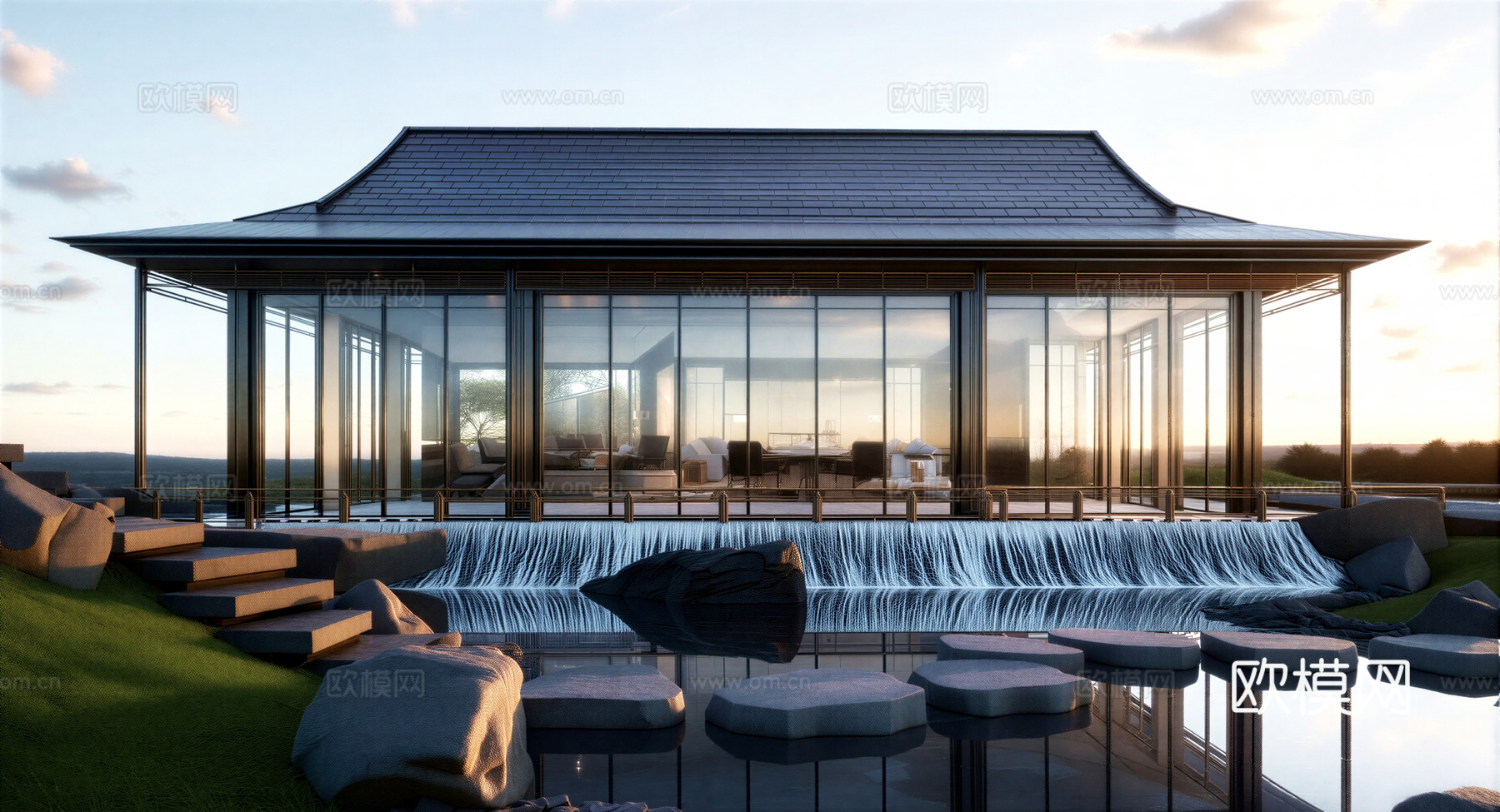 宋风会所 宋式建筑 售楼处su模型