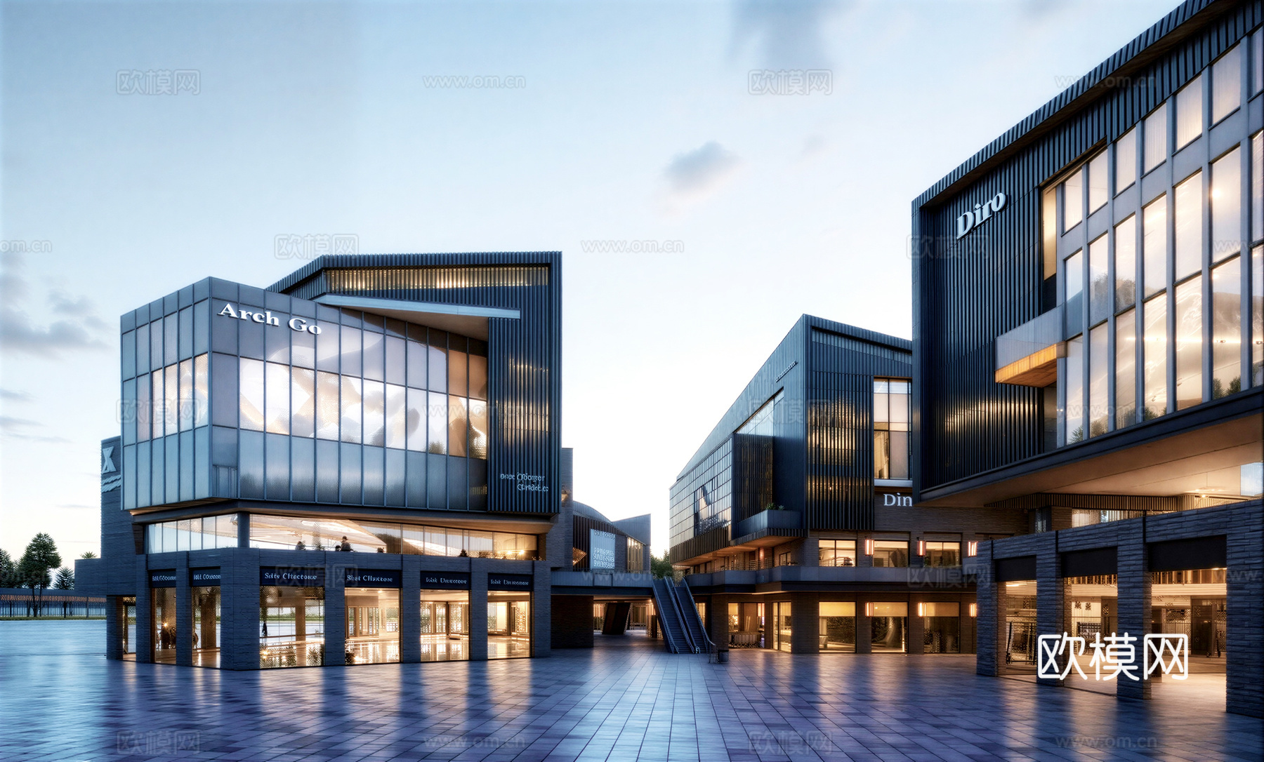 商业步行街 沿街商业su模型