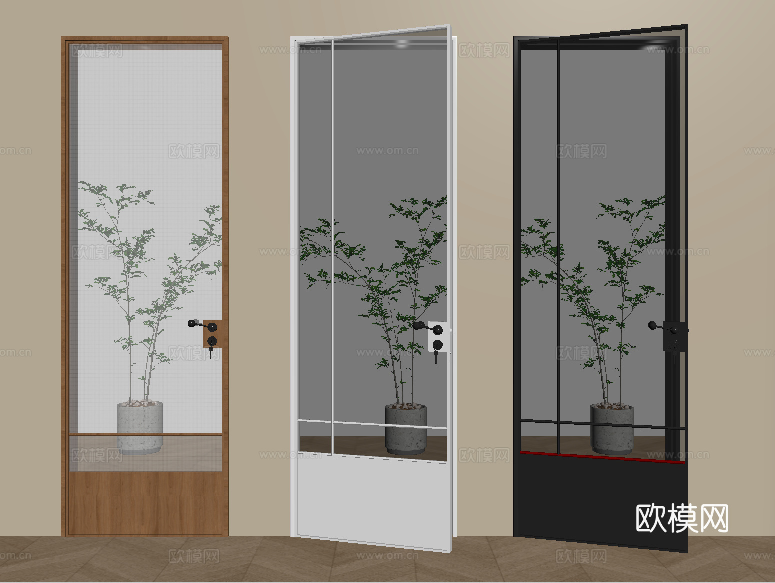 中古房间门 卧室门 厨卫门 平开门 玻璃门su模型