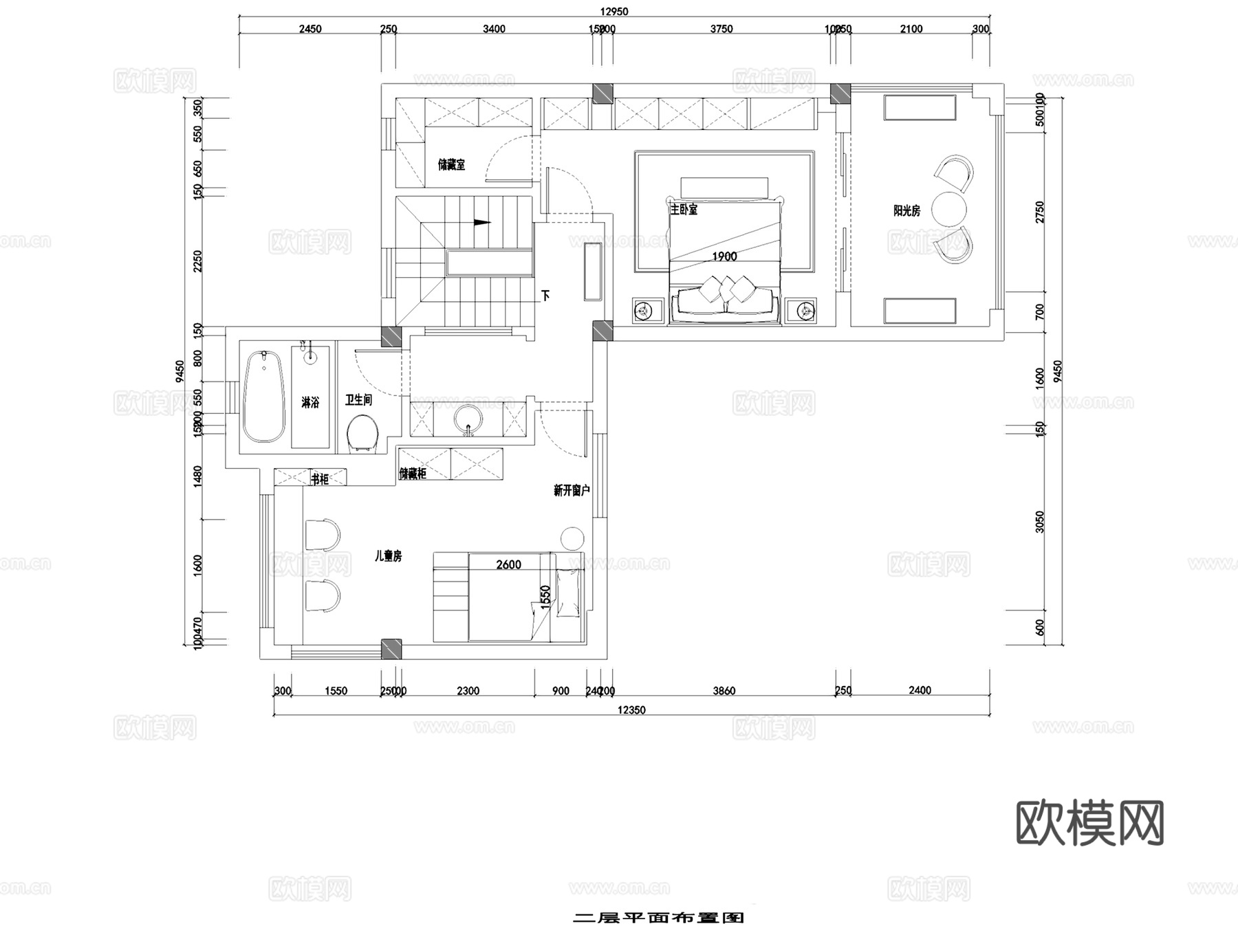 碧桂园欧式都市古堡二层别墅复式挑空室内家装CAD施工图cad施工图