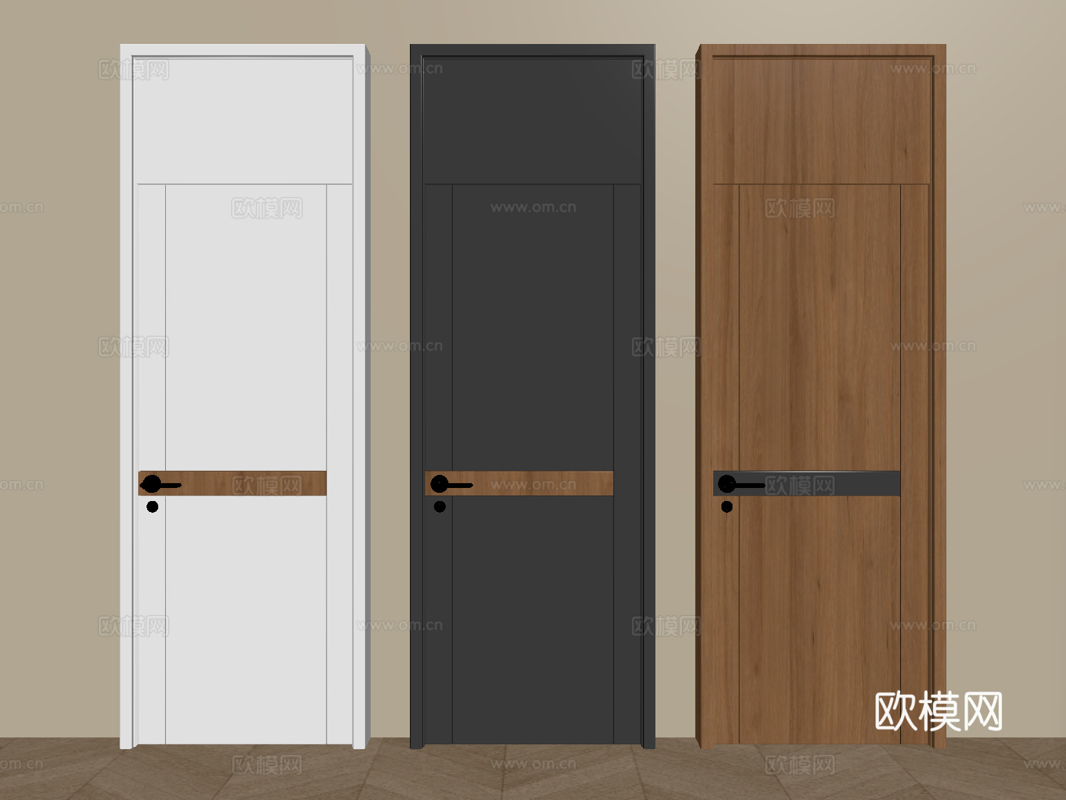 现代单开门 平开门 卧室门 通顶门 木门su模型