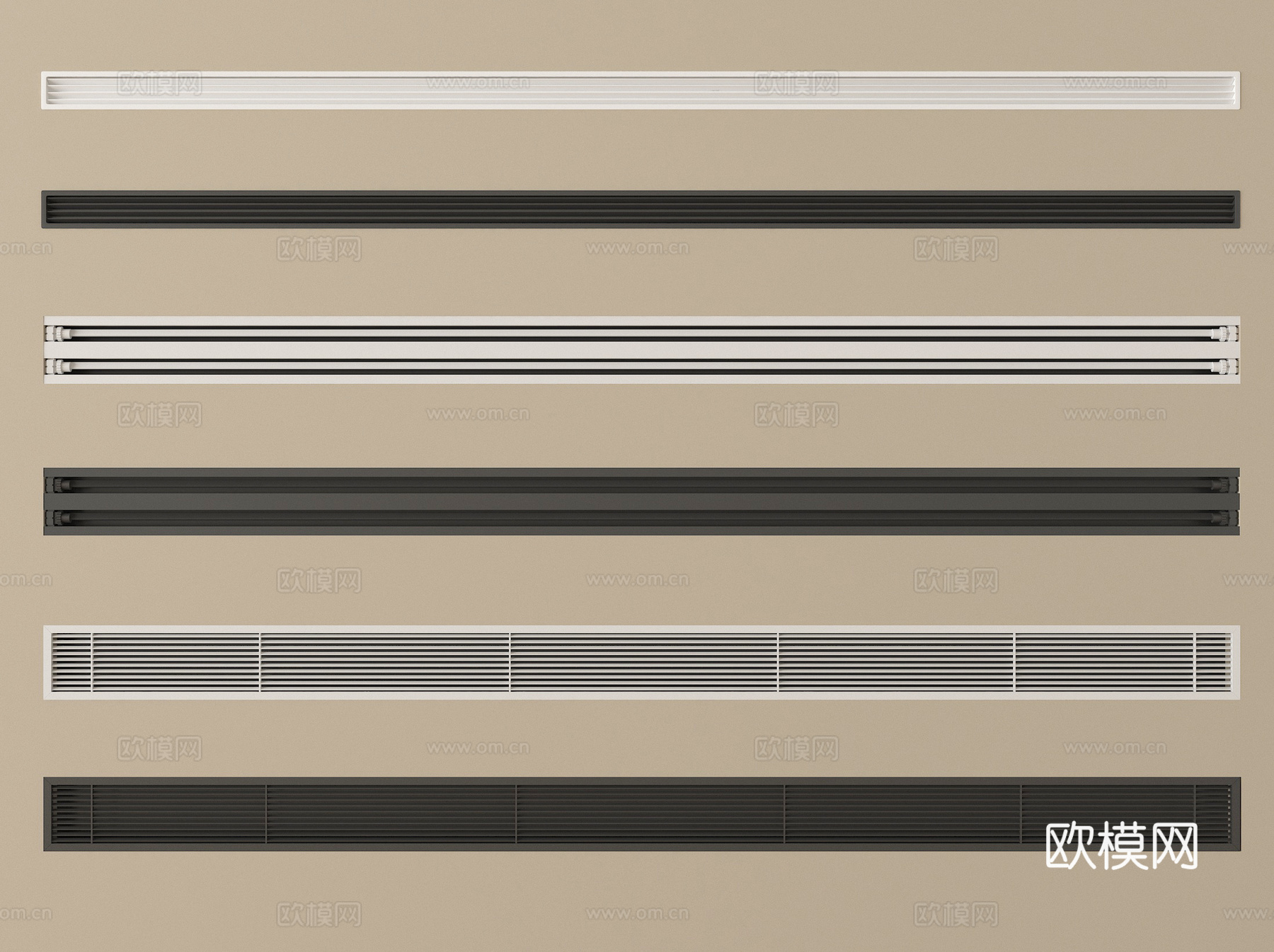现代极窄边框空调出风口 无边框出风口 极简出风口su模型
