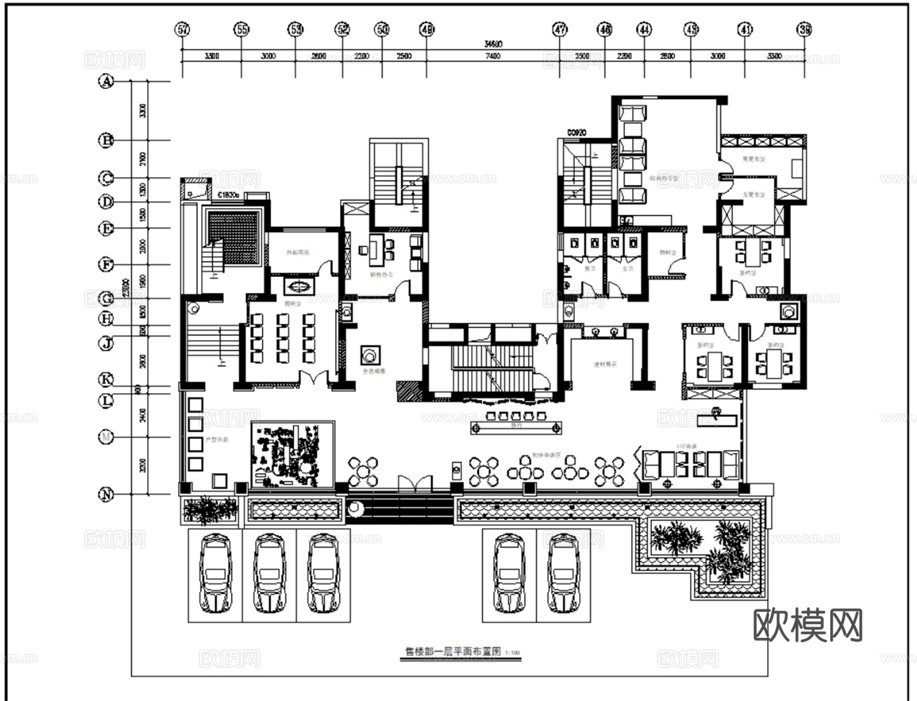 10套现代轻奢售楼处室内装饰装修CAD施工图效果图实景图cad施工图
