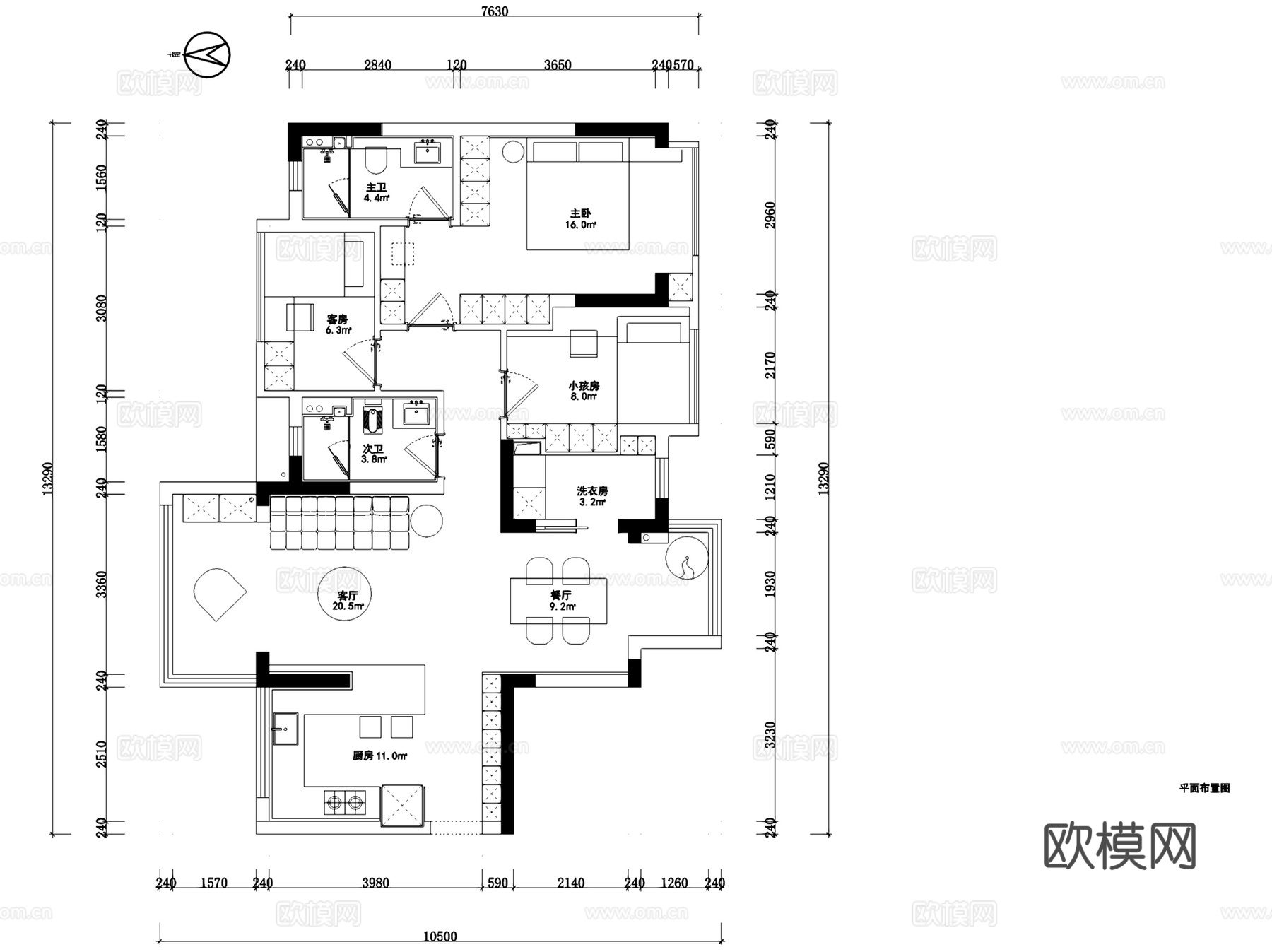 锦绣原著现代极简室内家装CAD施工图整套+SU模型cad施工图