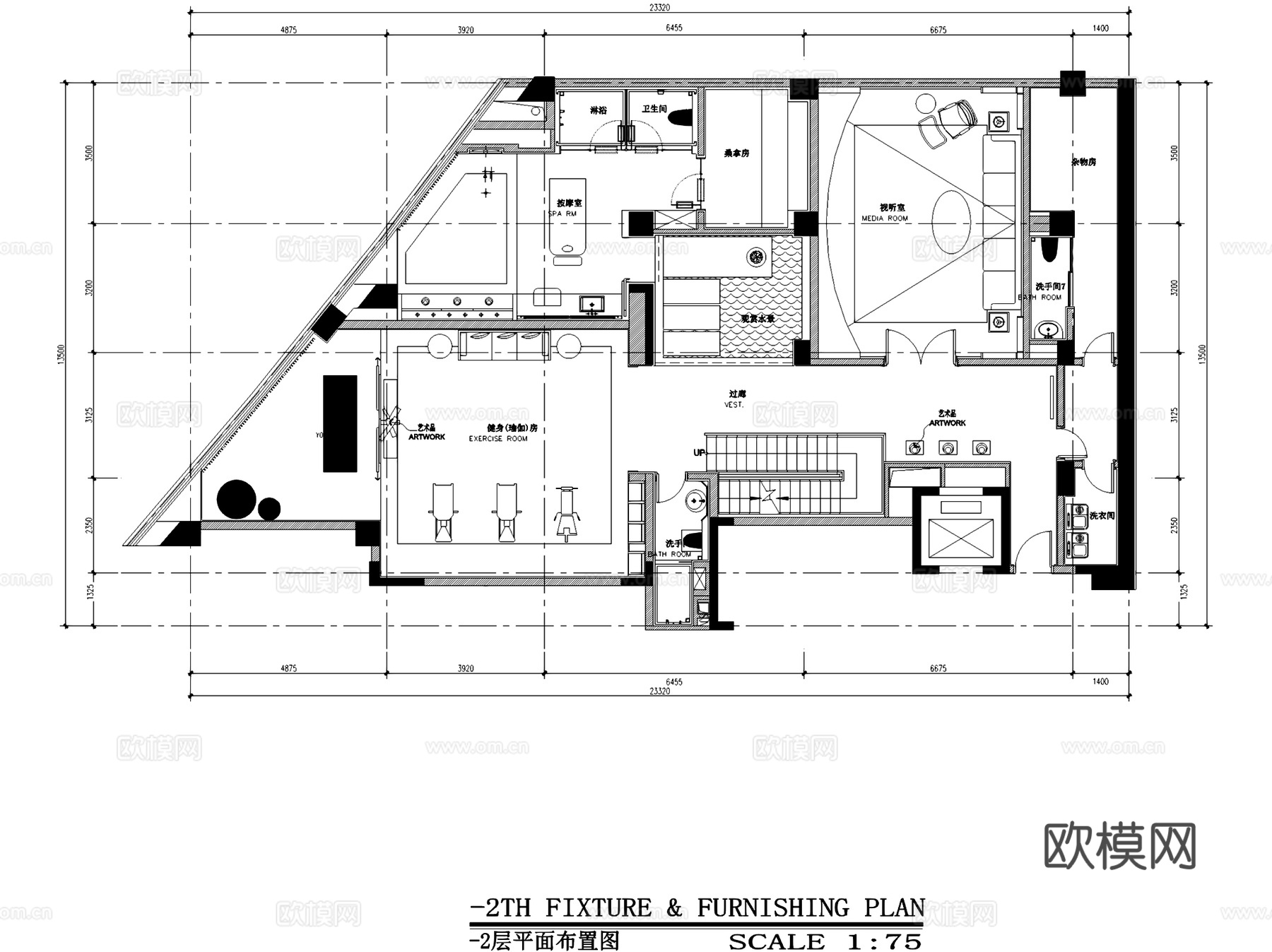 深圳京基长岭二层别墅样板间室内家装CAD施工图整套cad施工图