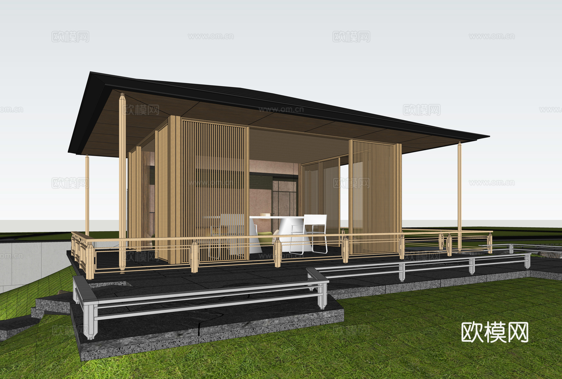 宋式凉亭su模型