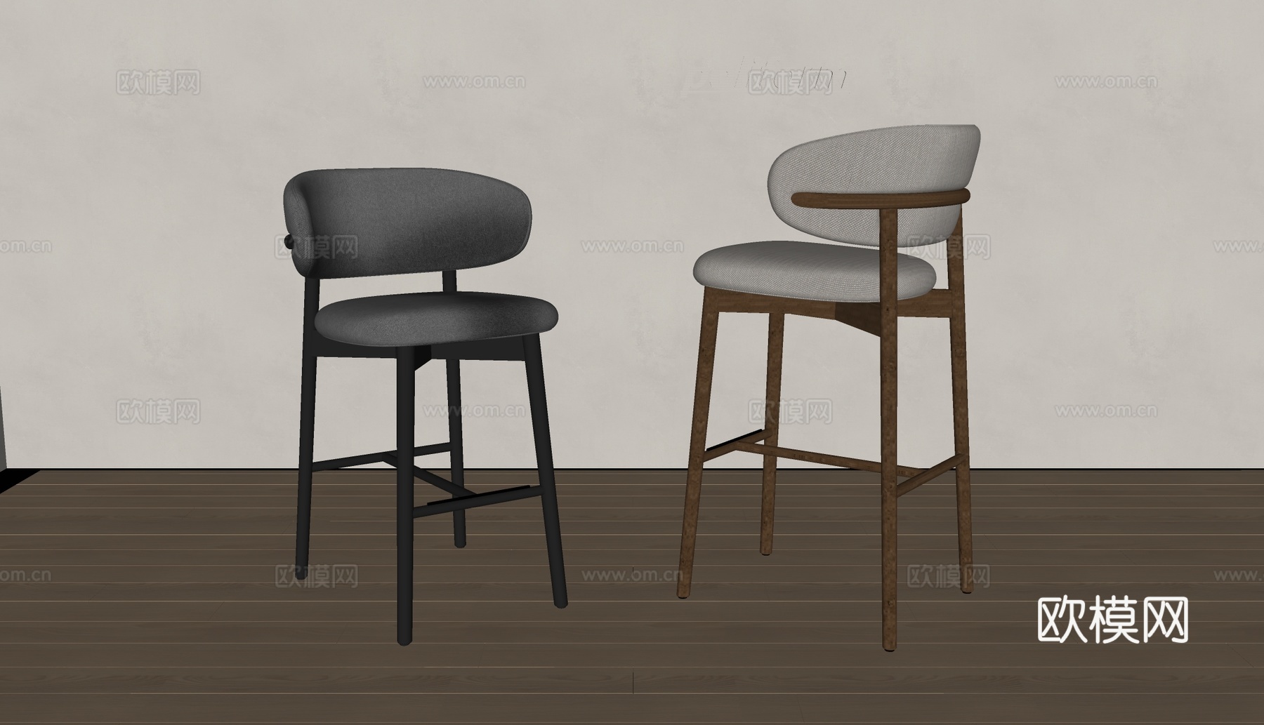 poliform侘寂风餐椅 吧椅 实木餐椅 布艺椅子su模型