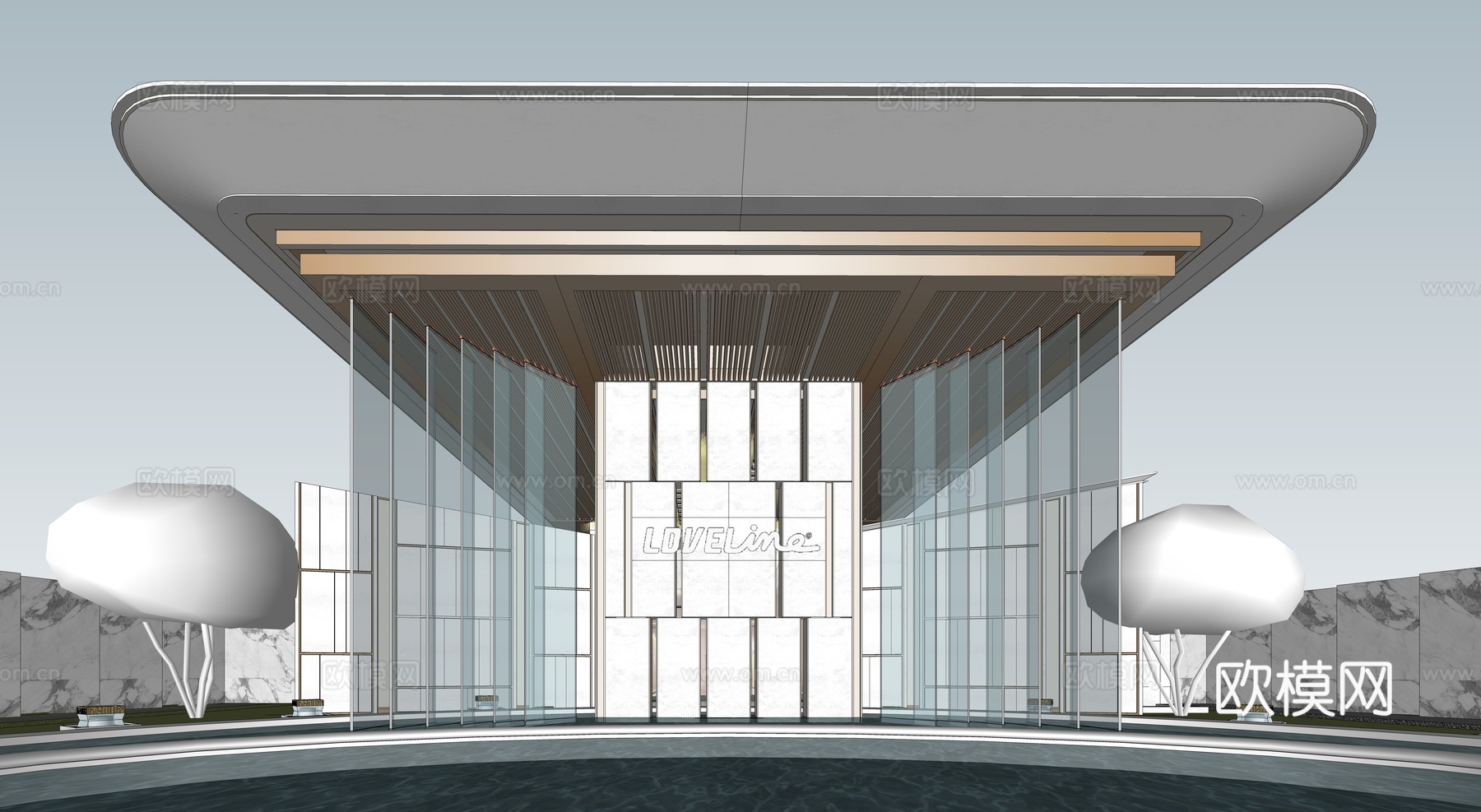 会所大门 小区入口大门su模型