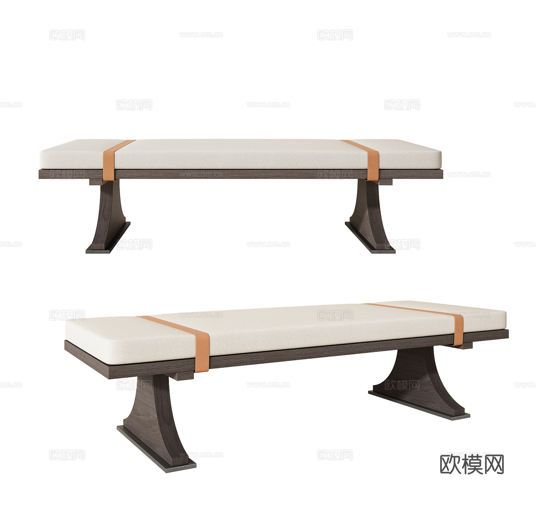 中古风沙发凳 长凳 复古沙发凳 床尾凳 换鞋凳3d模型下载