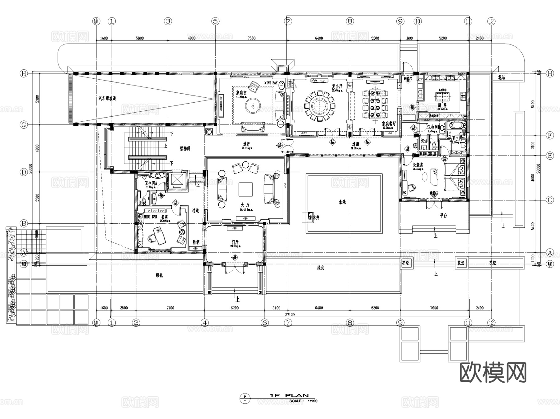 常州昊胜遥观戚公馆别墅豪宅室内家装CAD施工图整套cad施工图