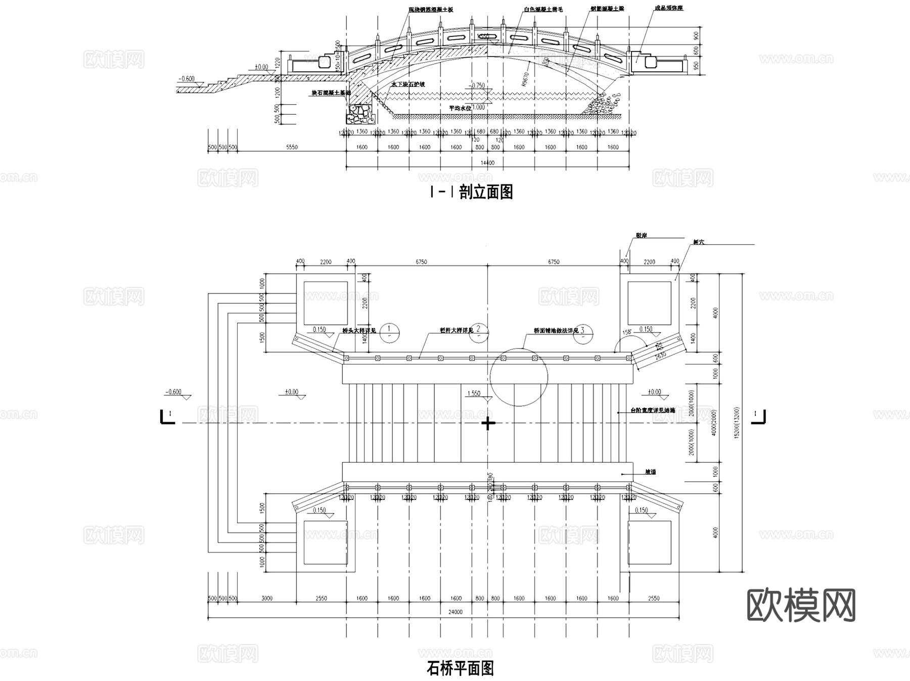 园林景观休闲园桥景观桥节点大样CAD施工图集 30套cad施工图