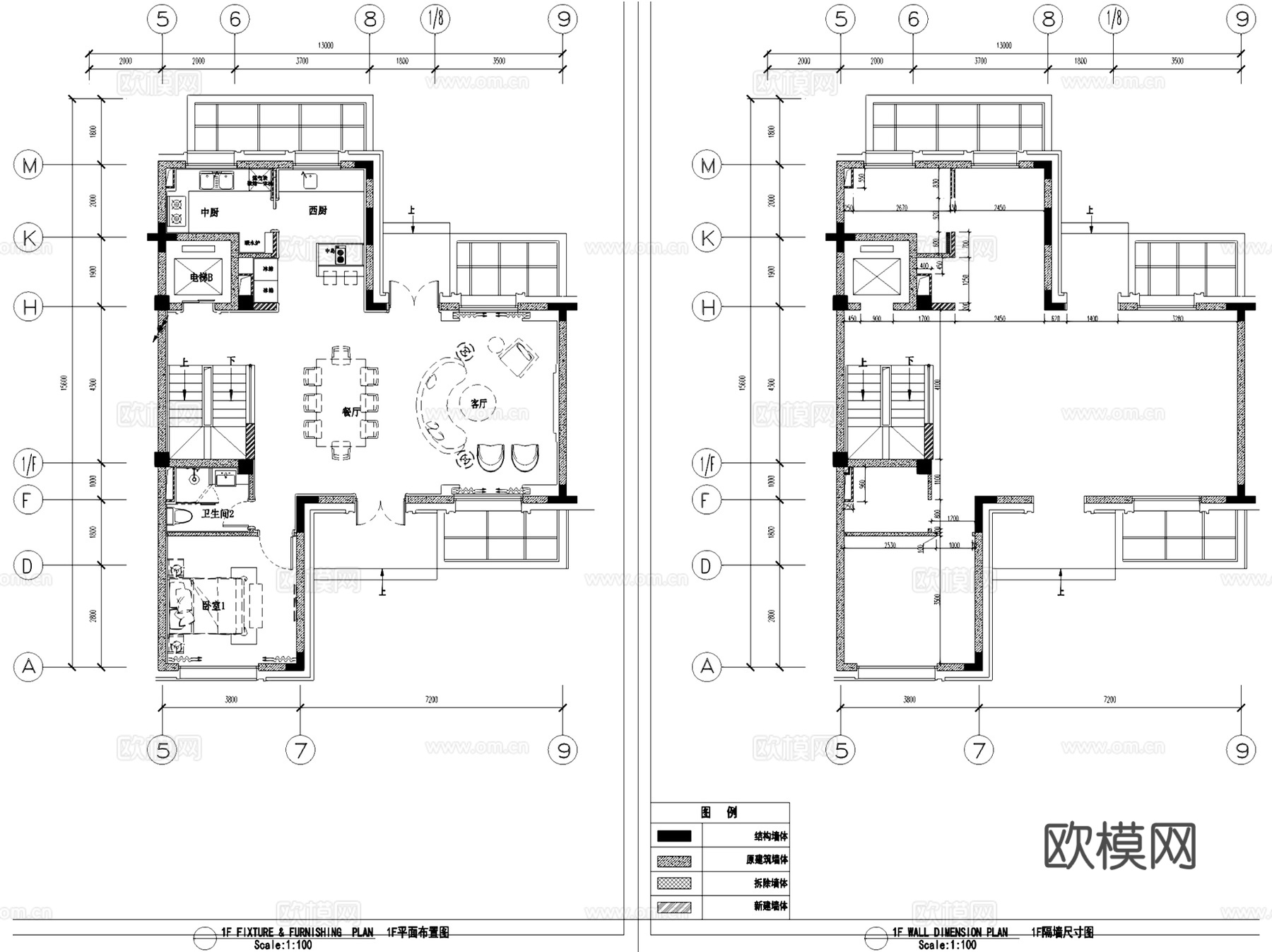 欧式绿地海珀风华T型样板间三层别墅复式挑空室内家装CADcad施工图