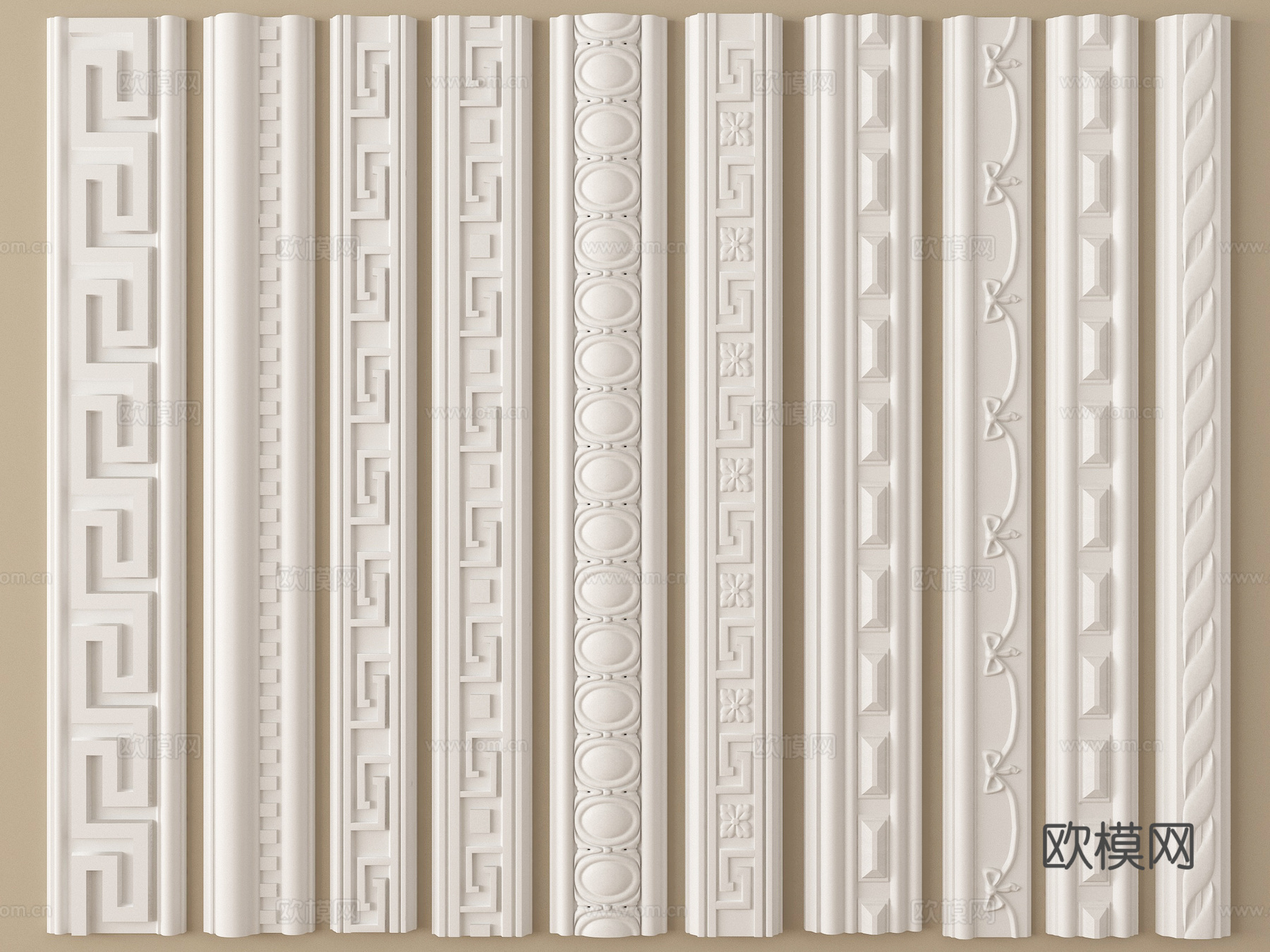 法式石膏线 欧式石膏线 石膏线条 装饰线条su模型