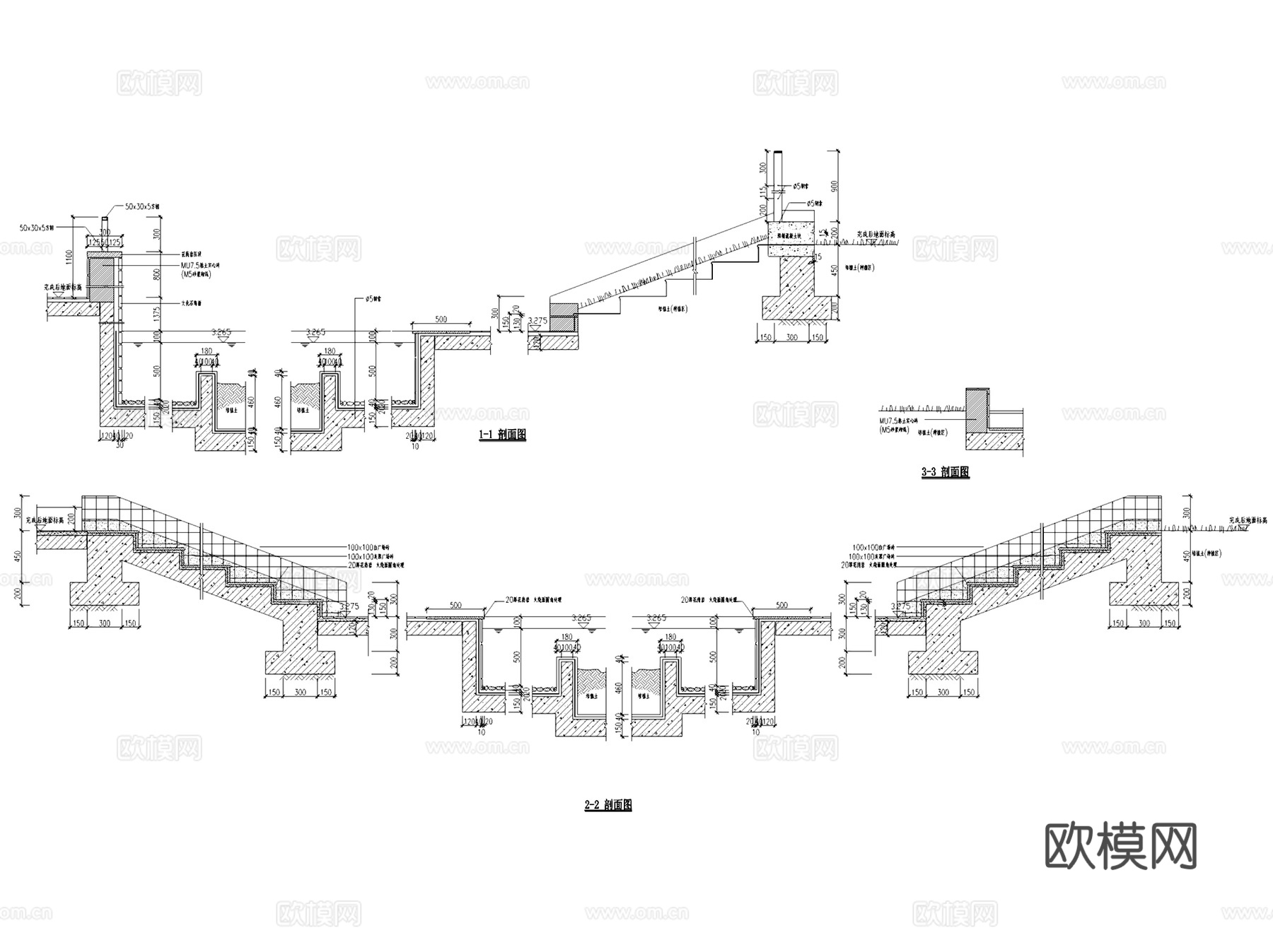 水池跌水叠水喷泉景观水景节点大样CAD施工图集 60套cad施工图