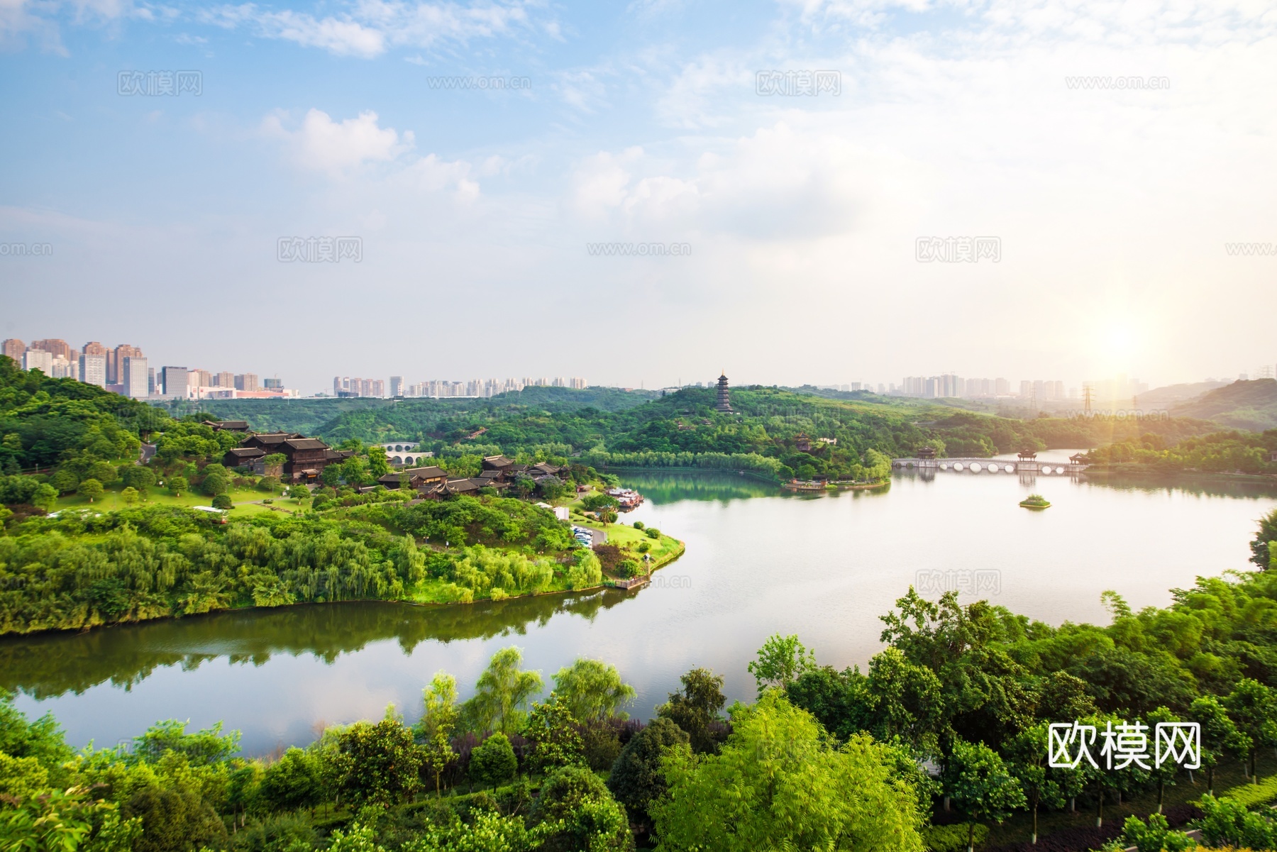 高清户外公园外景，