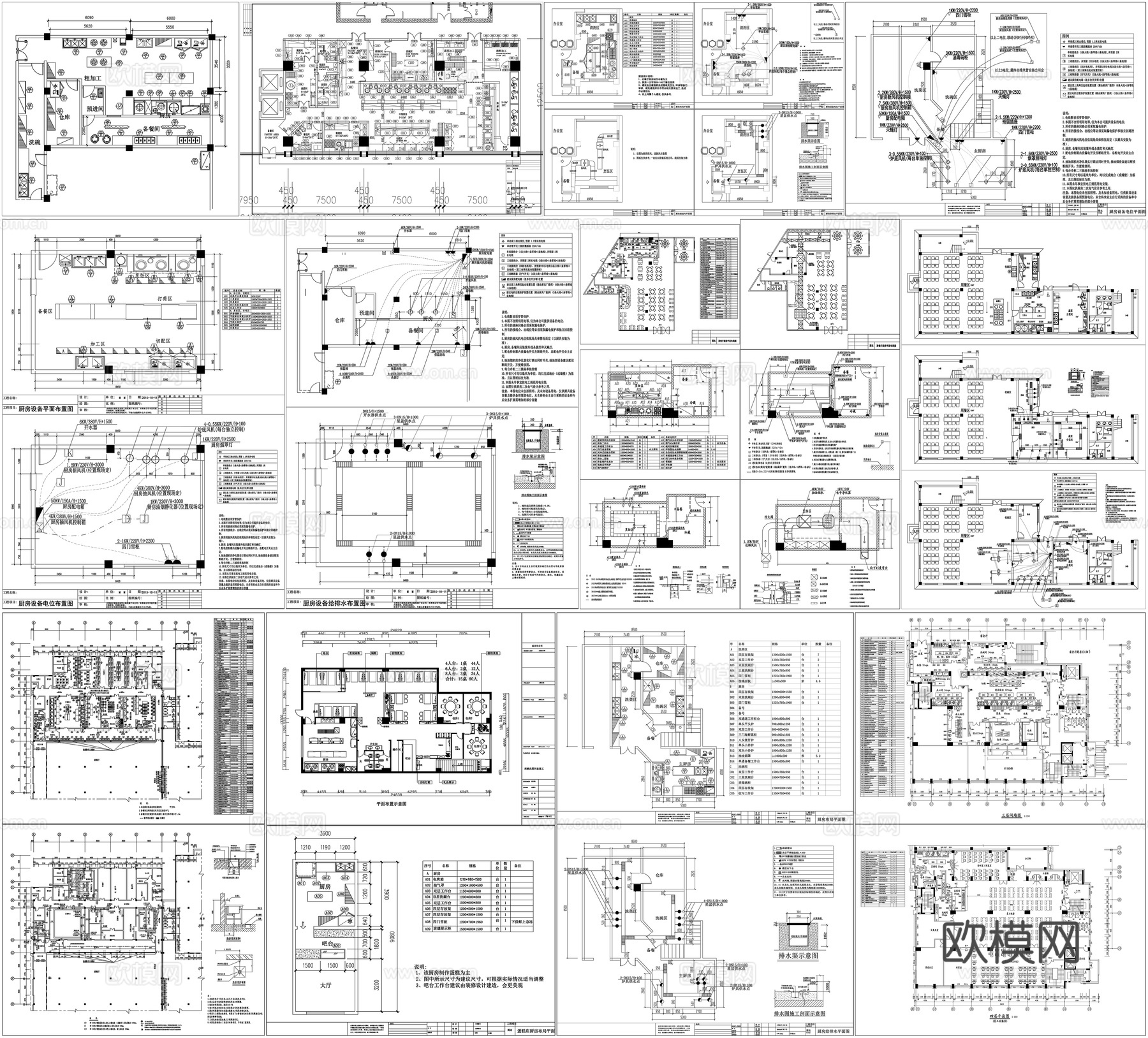 餐厅厨房设备食堂布局餐饮后厨设备酒店餐饮餐厅厨房设施CAD图cad施工图