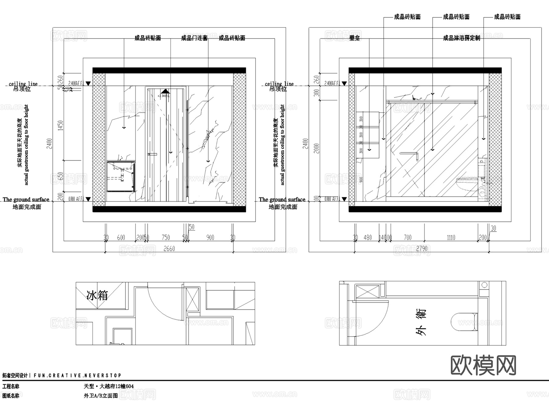 天圣大越府12-604奶油风室内家装CAD施工图整套cad施工图