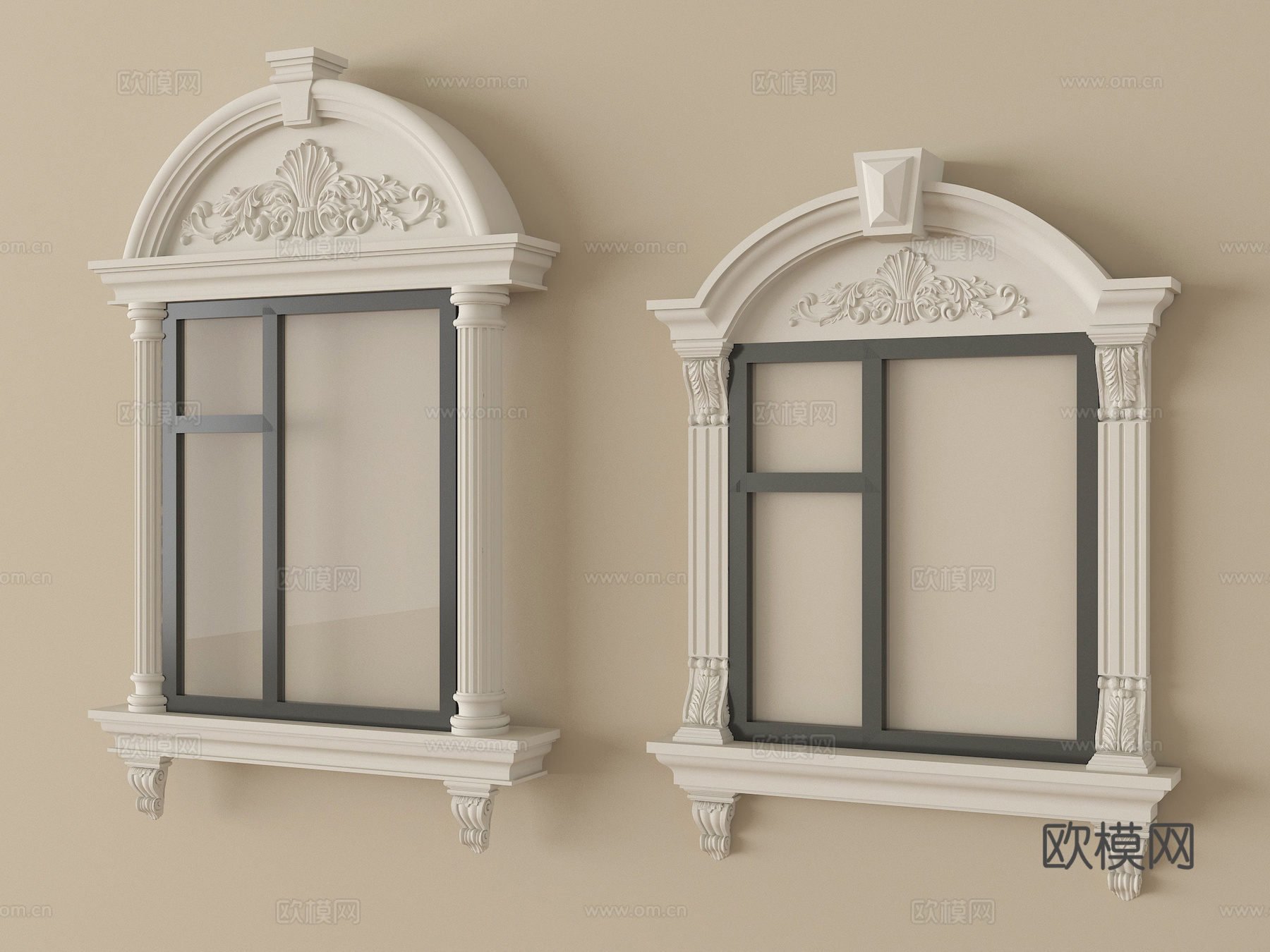 法式窗组合 平开窗 落地窗 阳台窗 弧形窗su模型