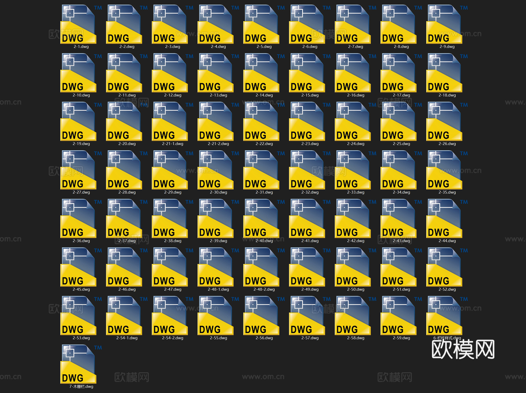 室内外栏杆扶手护栏节点大样详图CAD施工图集 64套cad施工图