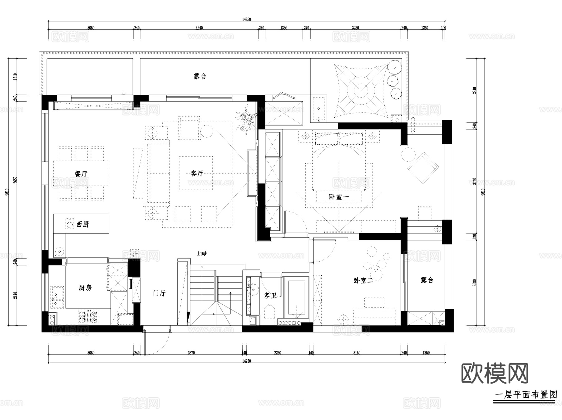 杭州现代新湖果岭2-3101复式挑空室内家装CAD施工图整套cad施工图