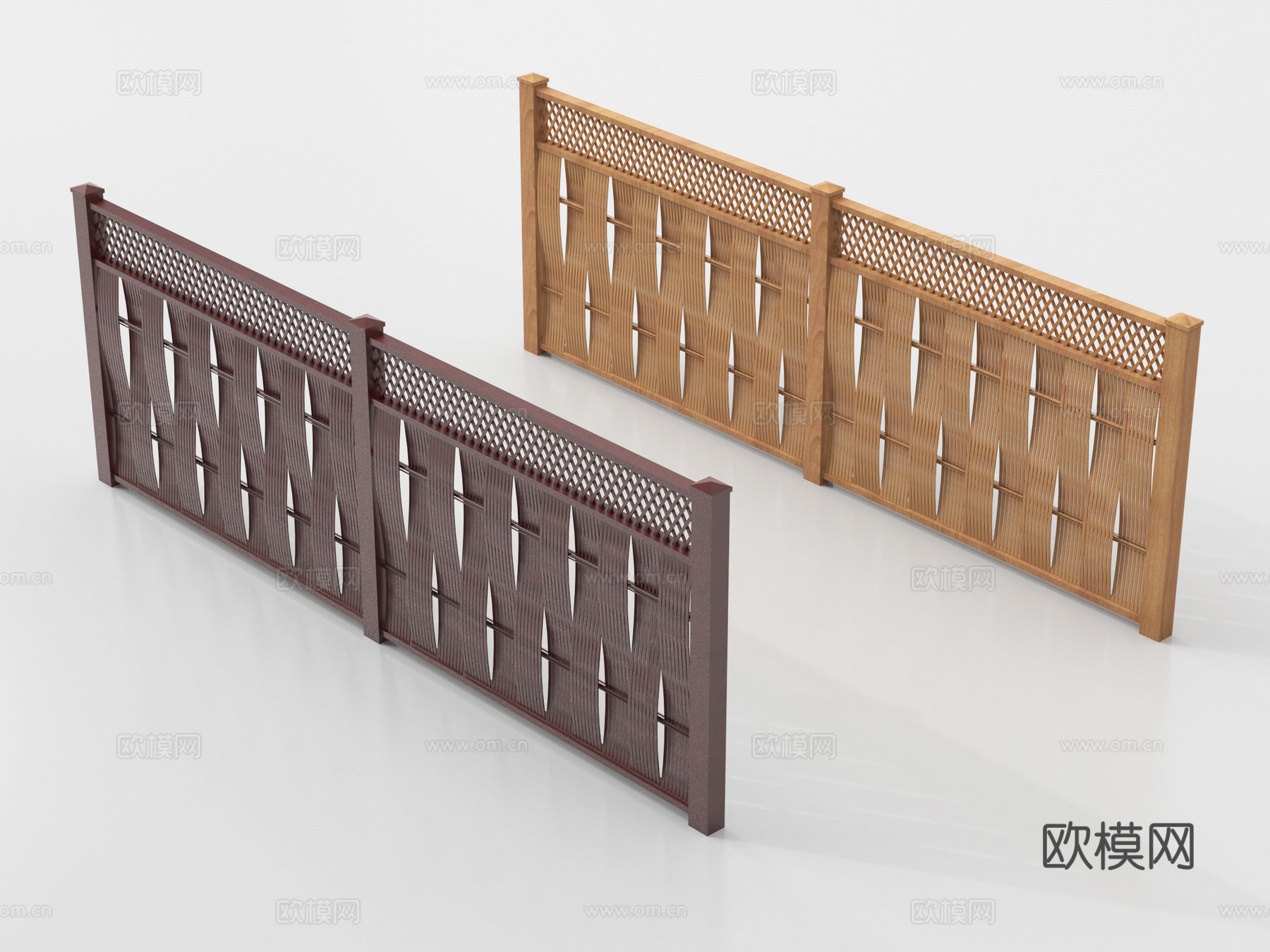 新中式栅栏 围栏护栏 木栅栏 篱笆围墙su模型