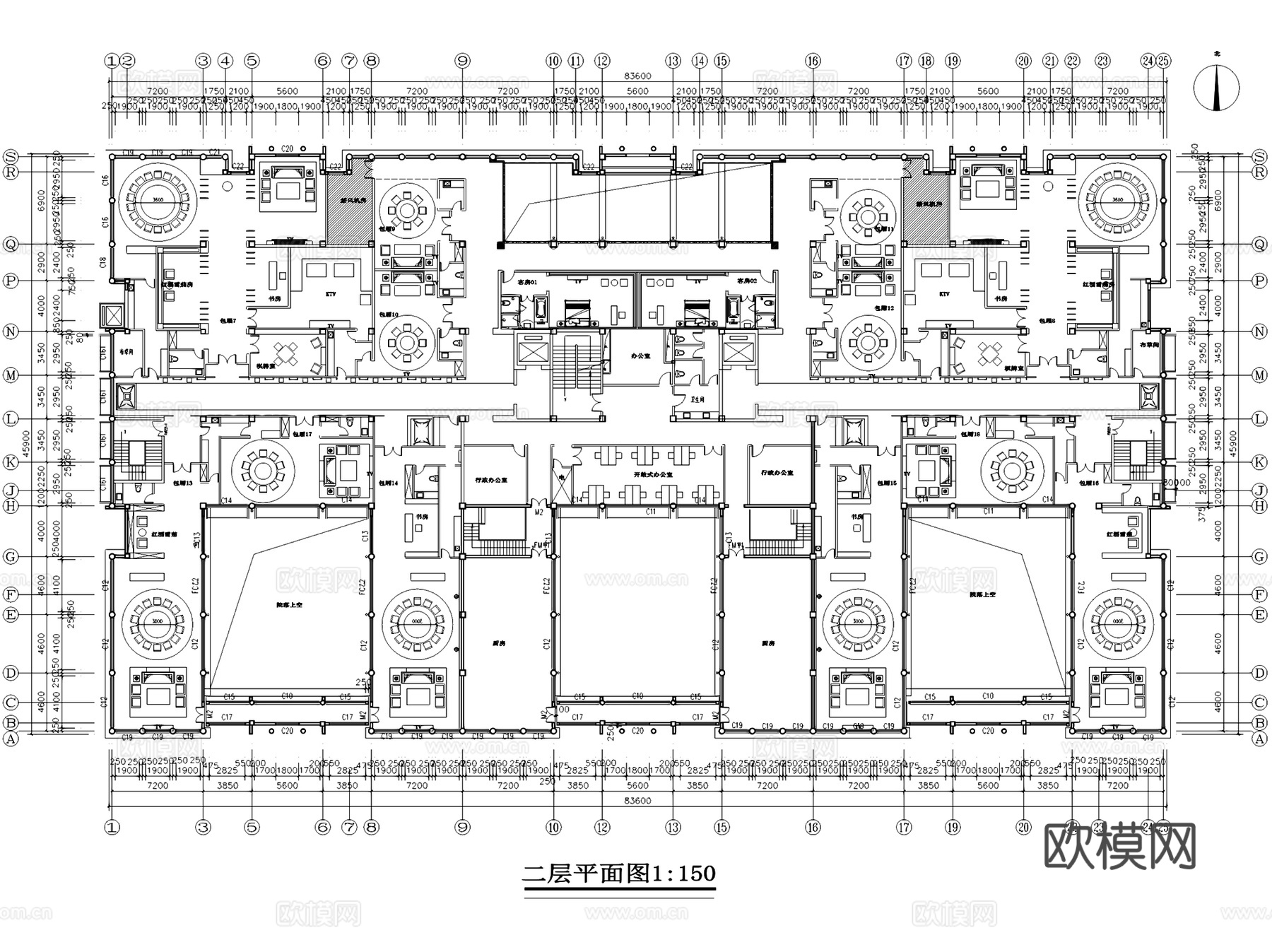 北京闽商会会所室内工装CAD施工图cad施工图