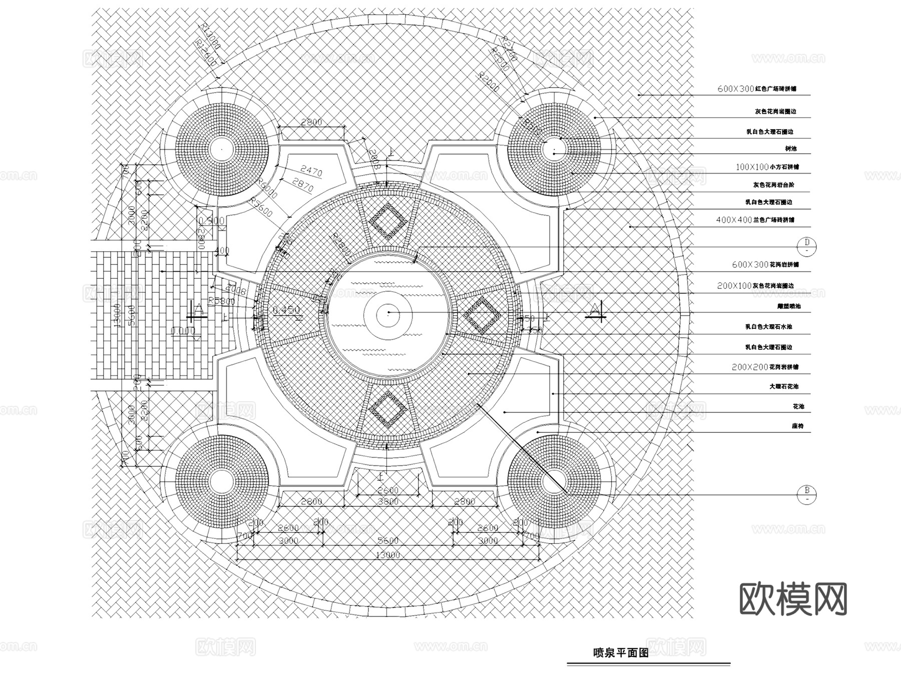 水池跌水叠水喷泉景观水景节点大样CAD施工图集 60套cad施工图