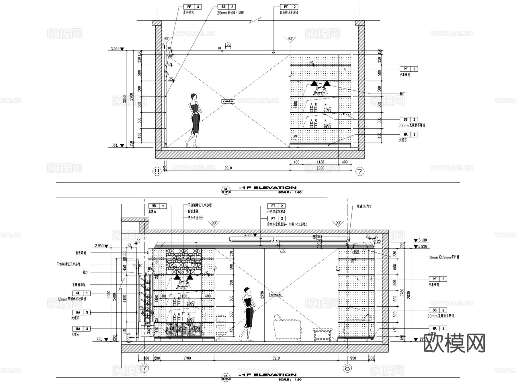 常州昊胜遥观戚公馆别墅豪宅室内家装CAD施工图整套cad施工图