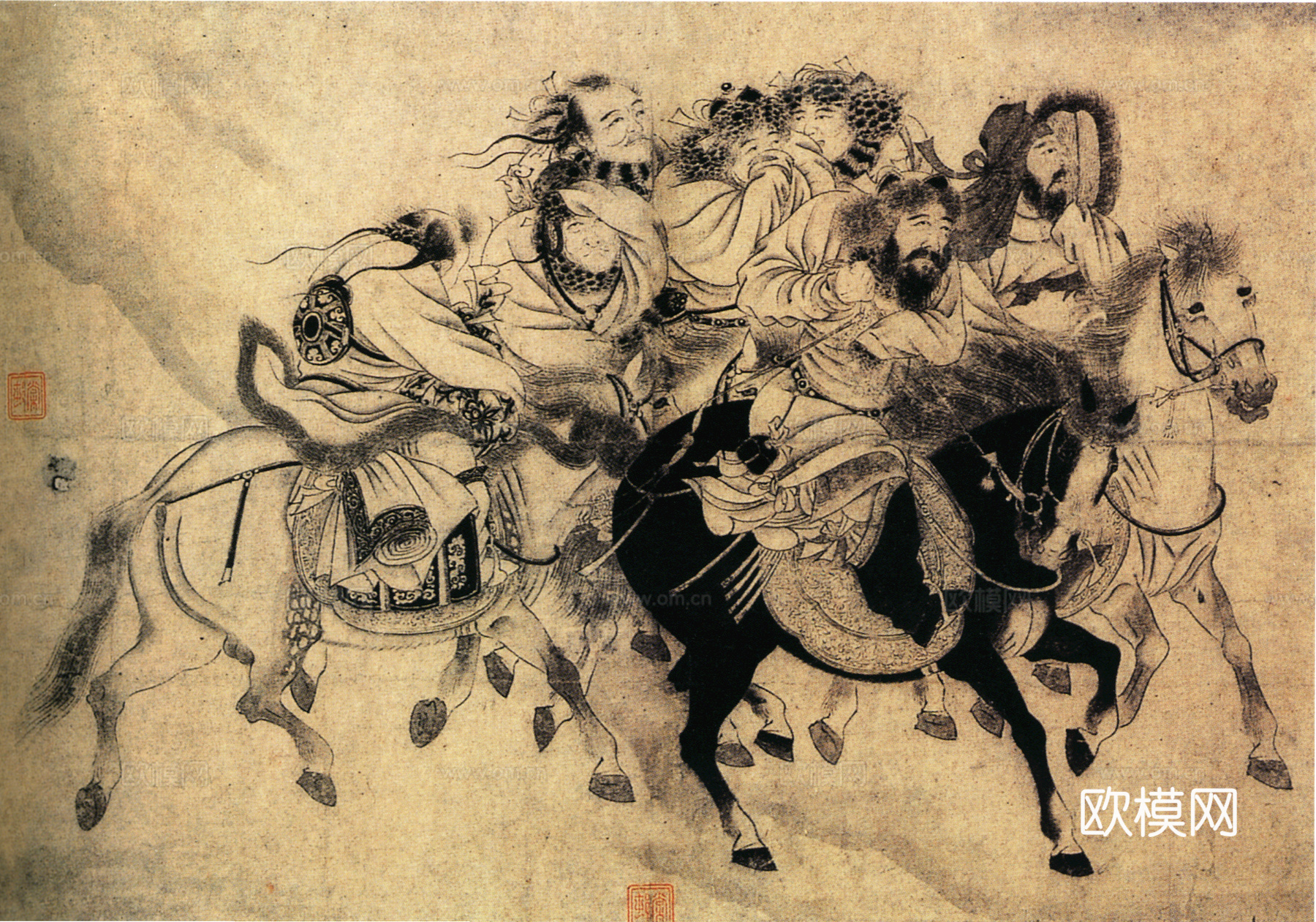 中式新中式挂画壁画字画山水花鸟背景墙壁纸装饰画油画下载