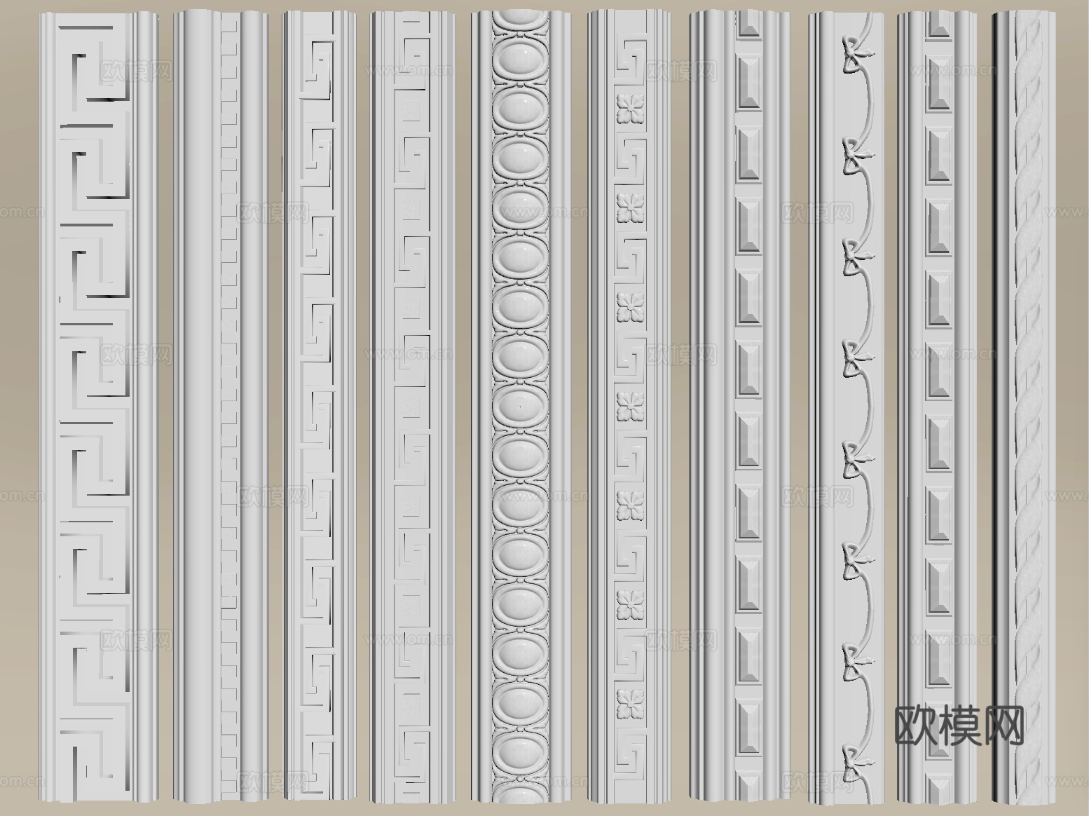 法式石膏线 欧式石膏线 石膏线条 装饰线条su模型