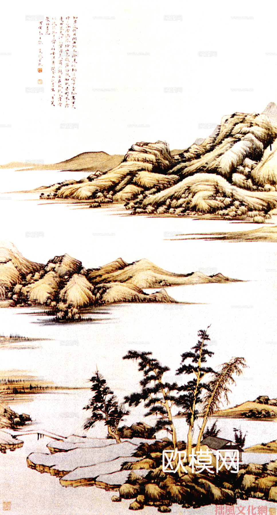 中式新中式挂画壁画字画山水花鸟背景墙壁纸装饰画油画下载