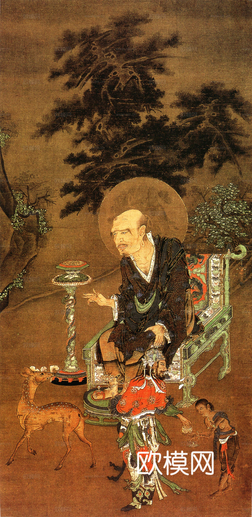 中式新中式挂画壁画字画山水花鸟背景墙壁纸装饰画油画下载