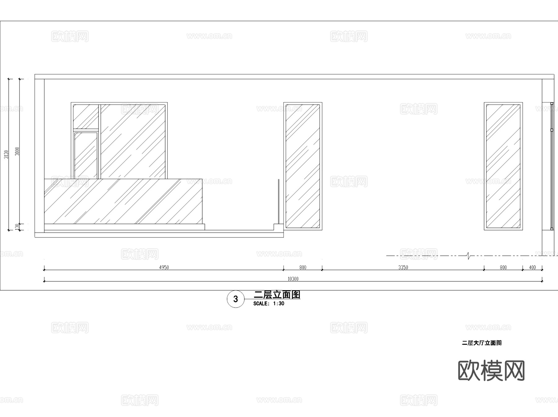 华发世纪城中式二层别墅复式中空挑空室内家装CAD施工图cad施工图