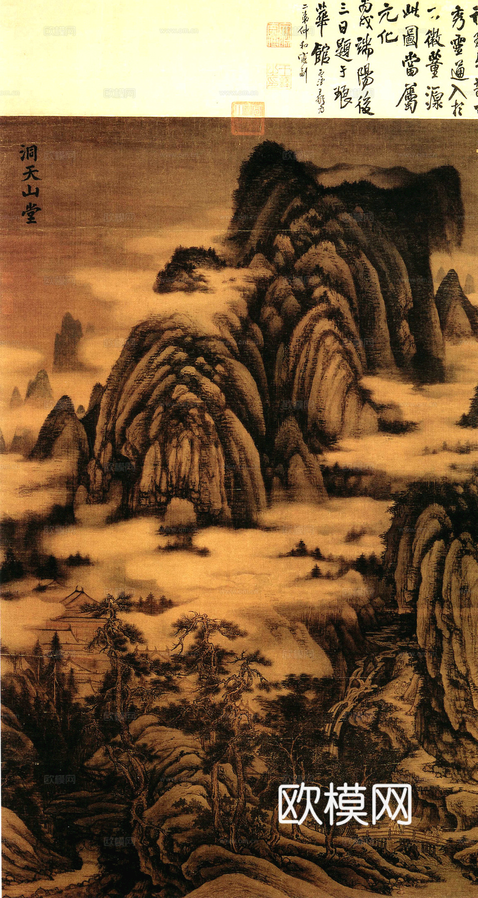 中式新中式挂画壁画字画山水花鸟背景墙壁纸装饰画油画下载