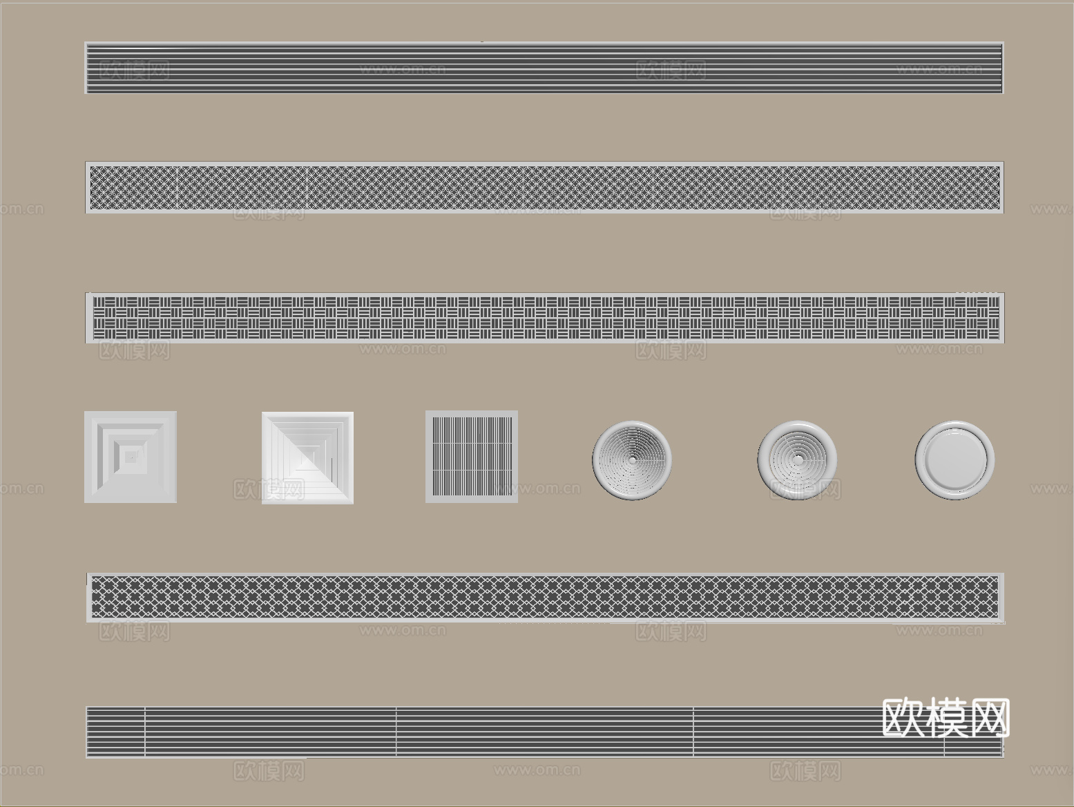 现代中央空调出风口 空调出风口 格栅球型风口su模型
