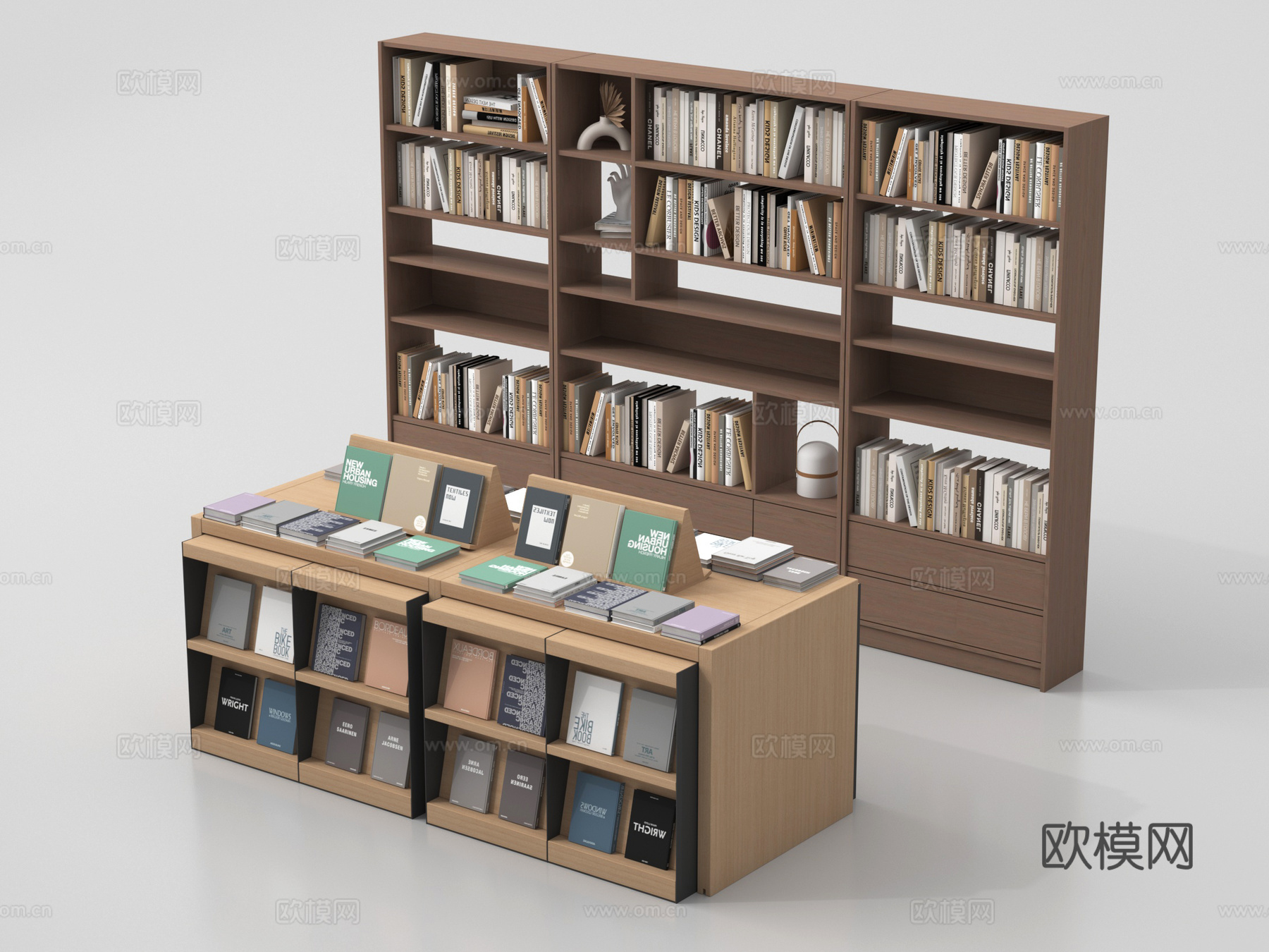 现代书架 书柜 书籍 书本su模型