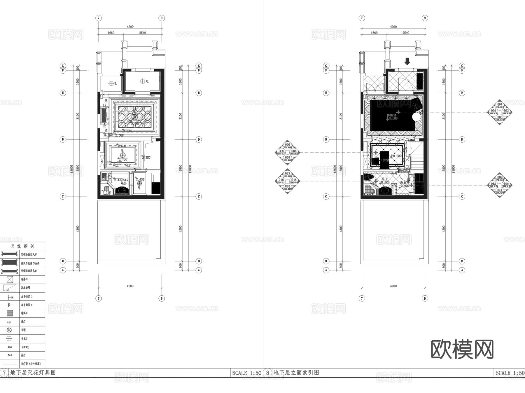 金山湖小镇美式乡村低进户三层联排别墅复式挑空室内家装CADcad施工图