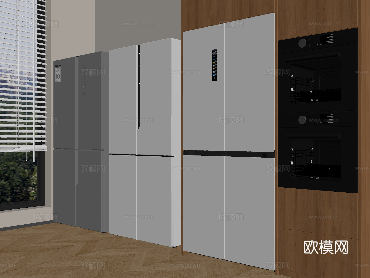 现代冰箱 嵌入式冰箱 嵌入式蒸烤箱su模型