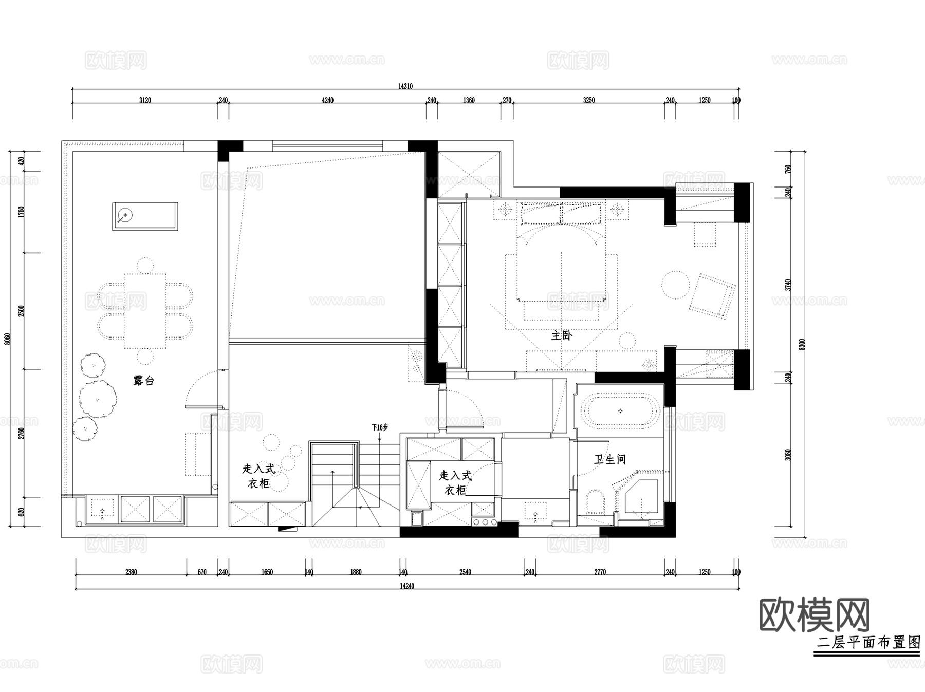 杭州现代新湖果岭2-3101复式挑空室内家装CAD施工图整套cad施工图