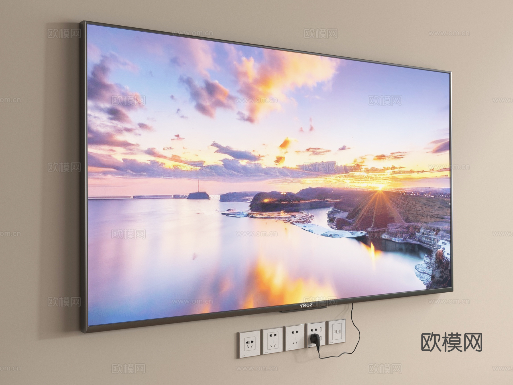 现代电视机 智能电视 壁挂电视su模型