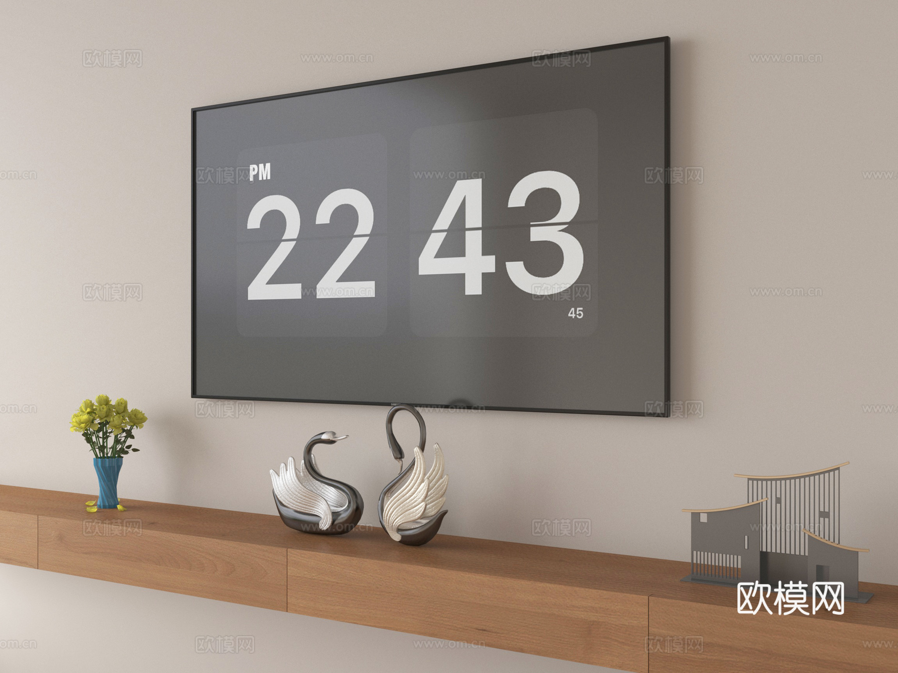 现代电视机 智能电视 壁挂电视su模型