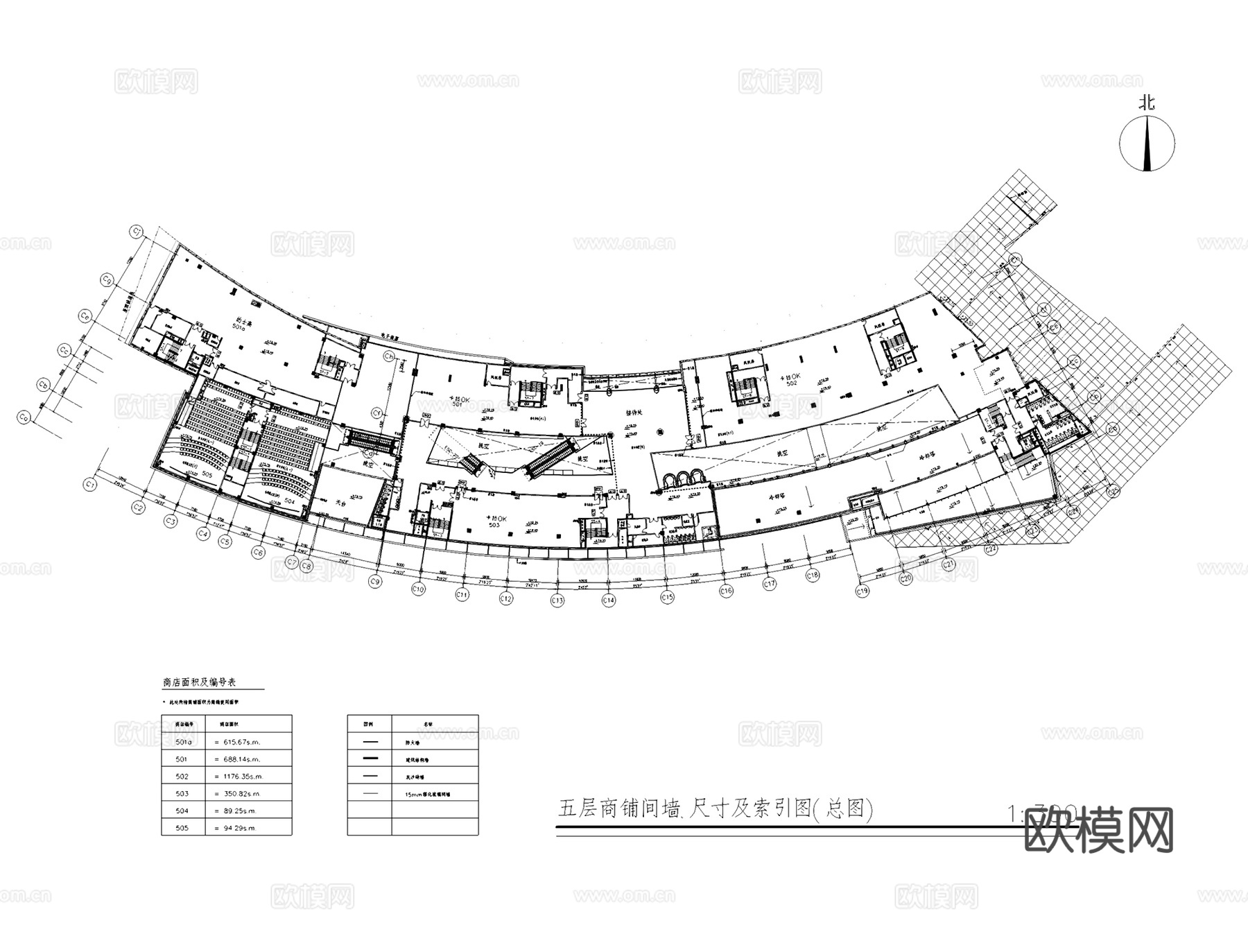 深圳城市广场五层商场室内工装CAD施工图cad施工图
