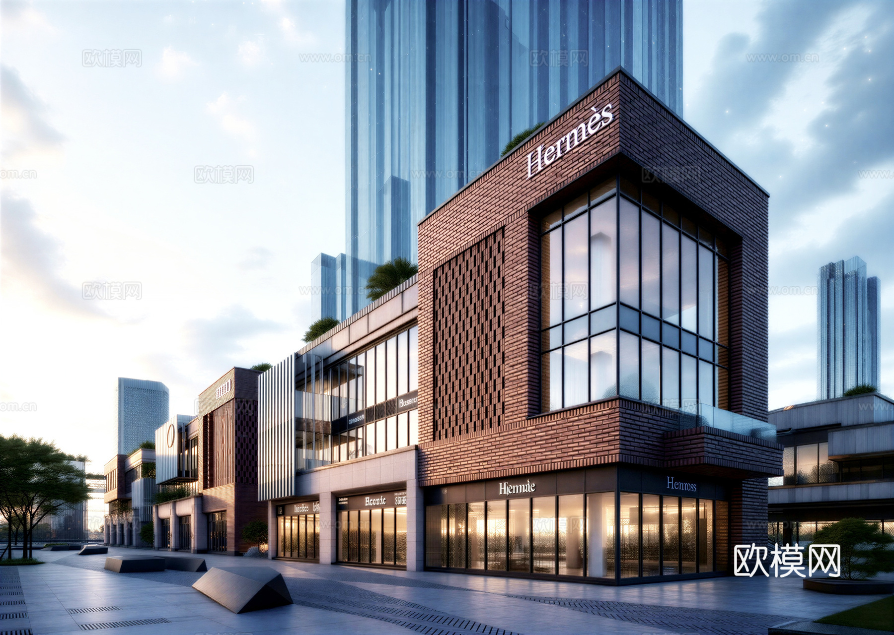 沿街商业 红砖建筑su模型