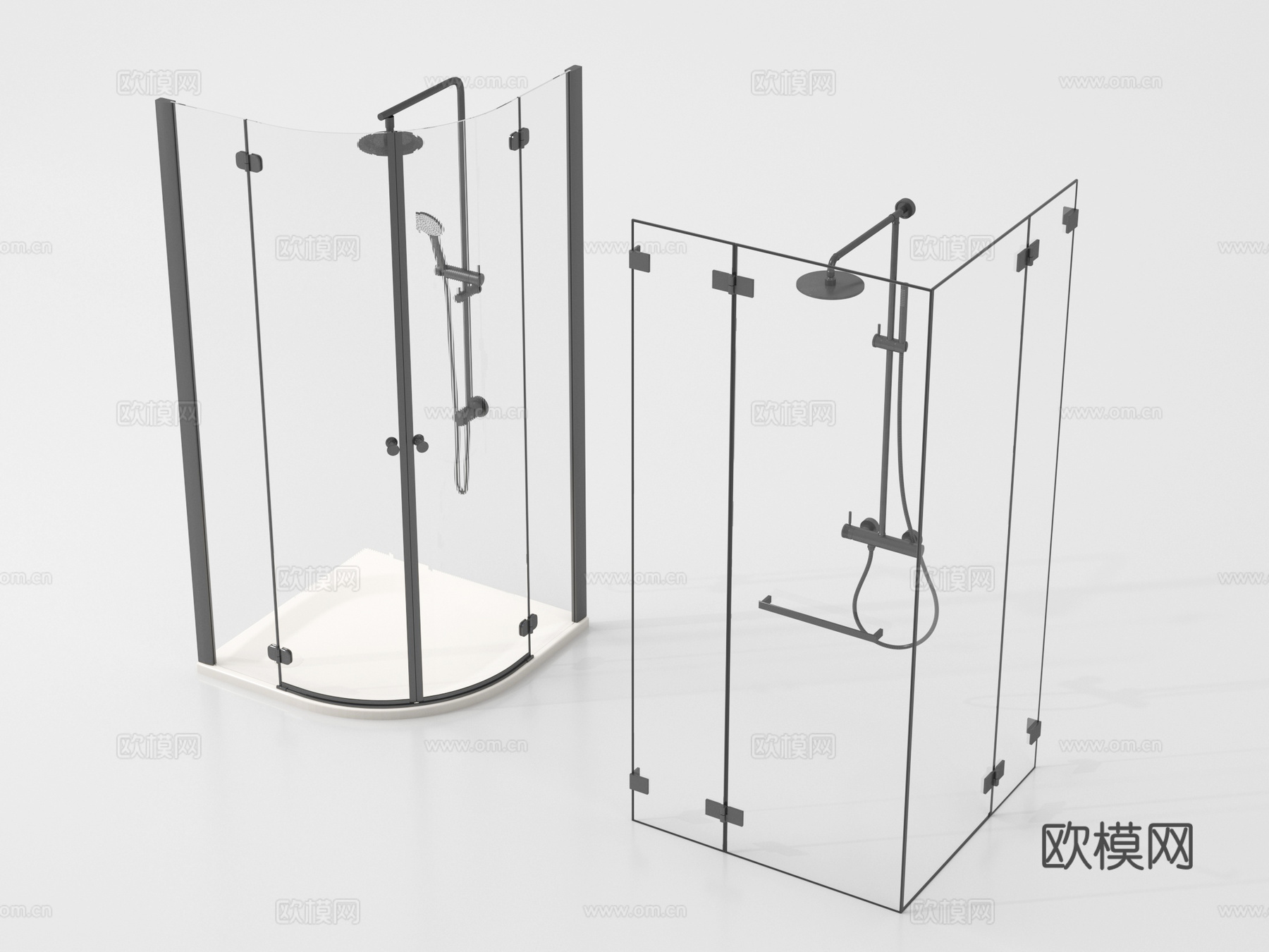 现代淋浴花洒 淋浴间 淋浴房 卫浴小件su模型