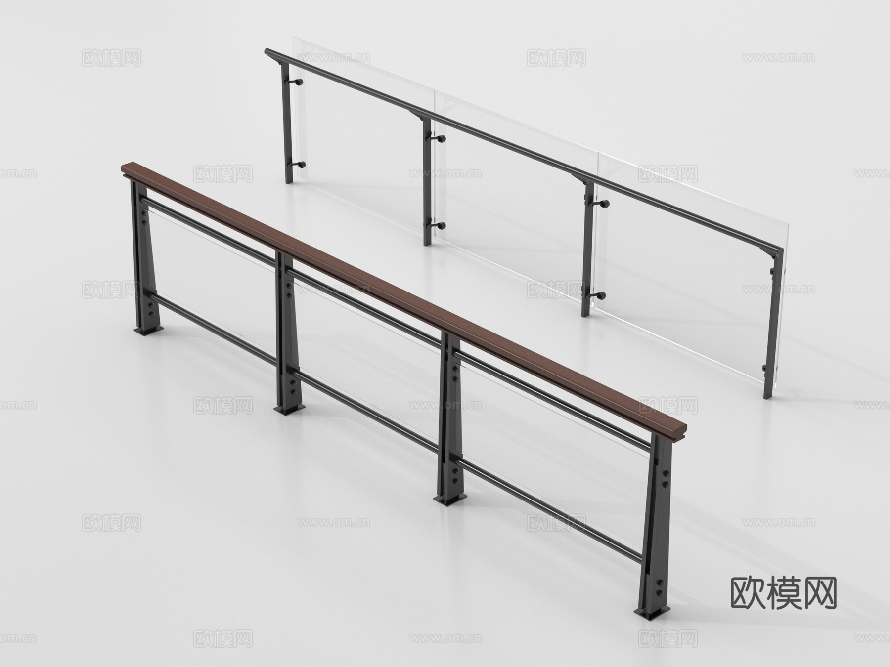现代围栏护栏 玻璃栏杆 护栏 扶手 阳台护栏su模型