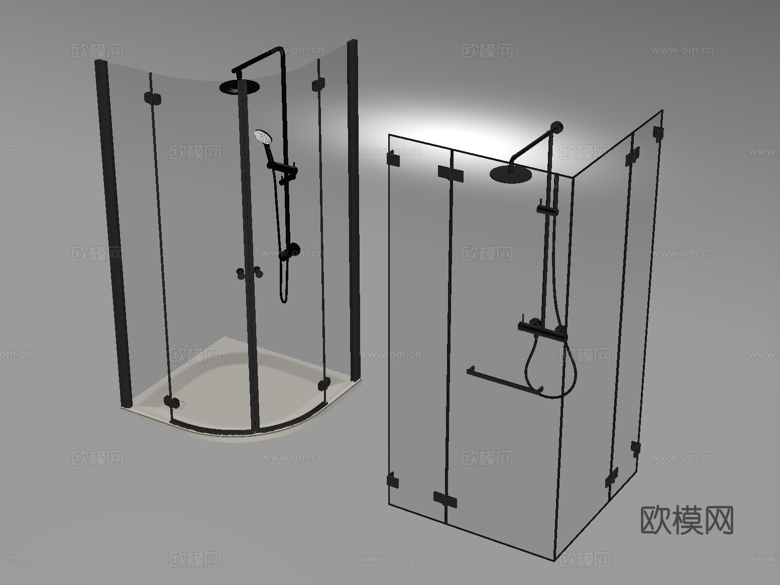 现代淋浴花洒 淋浴间 淋浴房 卫浴小件su模型