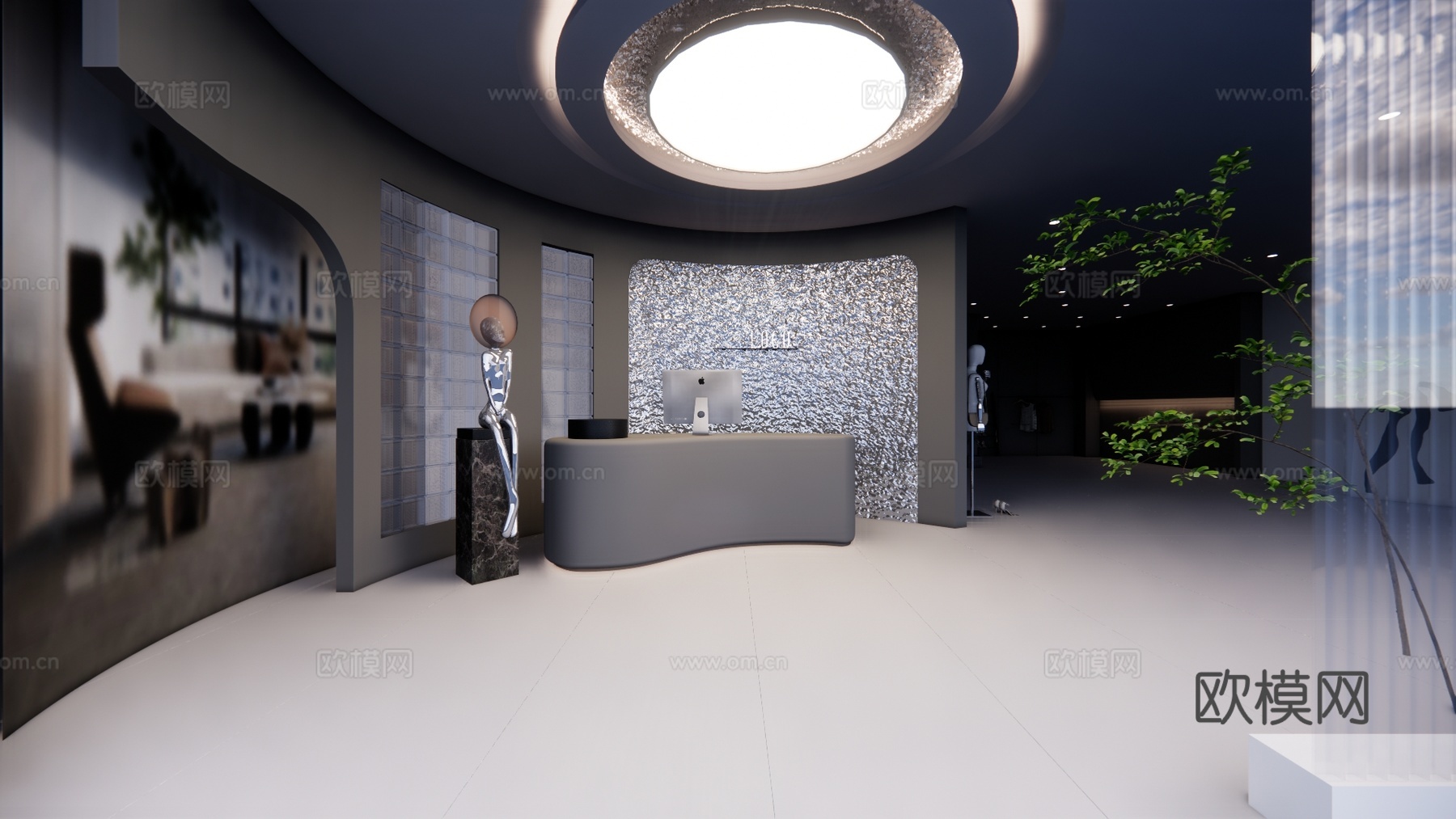 前台 电脑 办公室su模型