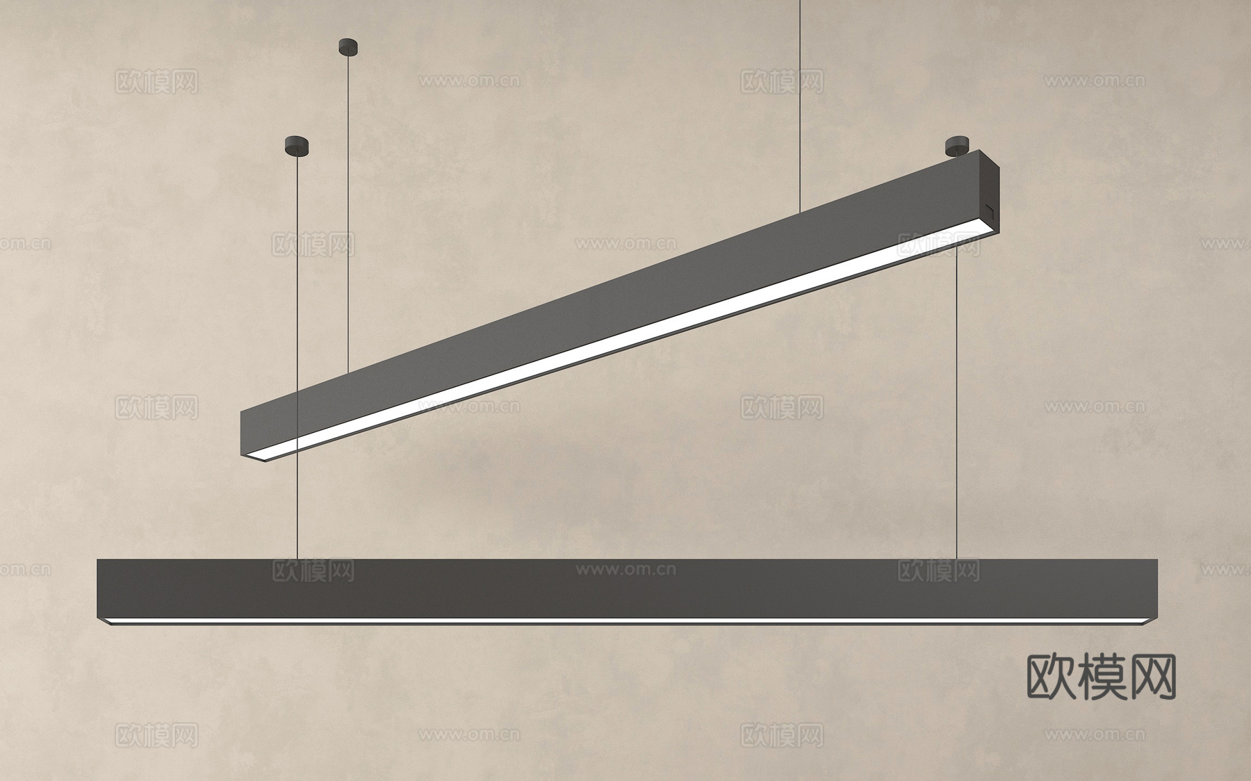 现代吊灯 办公室吊灯 餐厅吊灯 长条吊灯 金属吊灯su模型