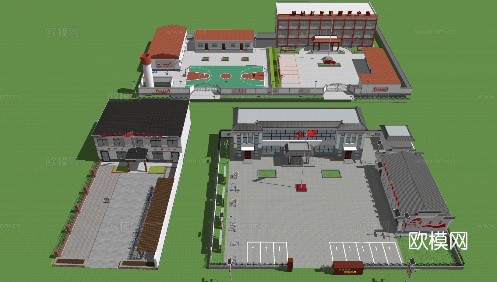 村委会服务中心su模型